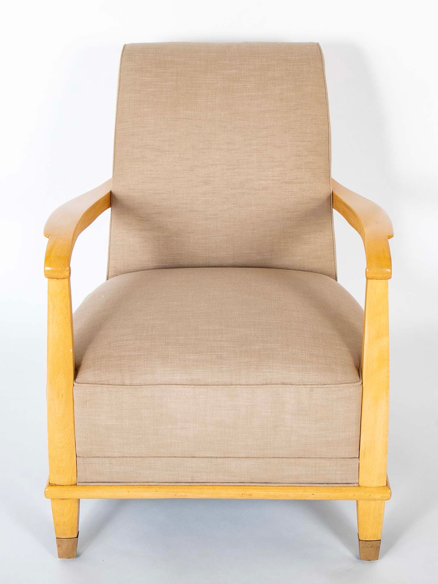 Pair of Jules Leleu Armchairs for the French Ocean Liner "Isle de France"