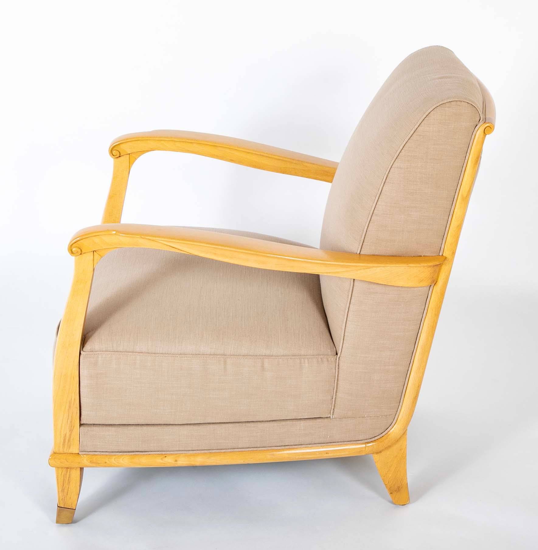 Pair of Jules Leleu Armchairs for the French Ocean Liner "Isle de France"