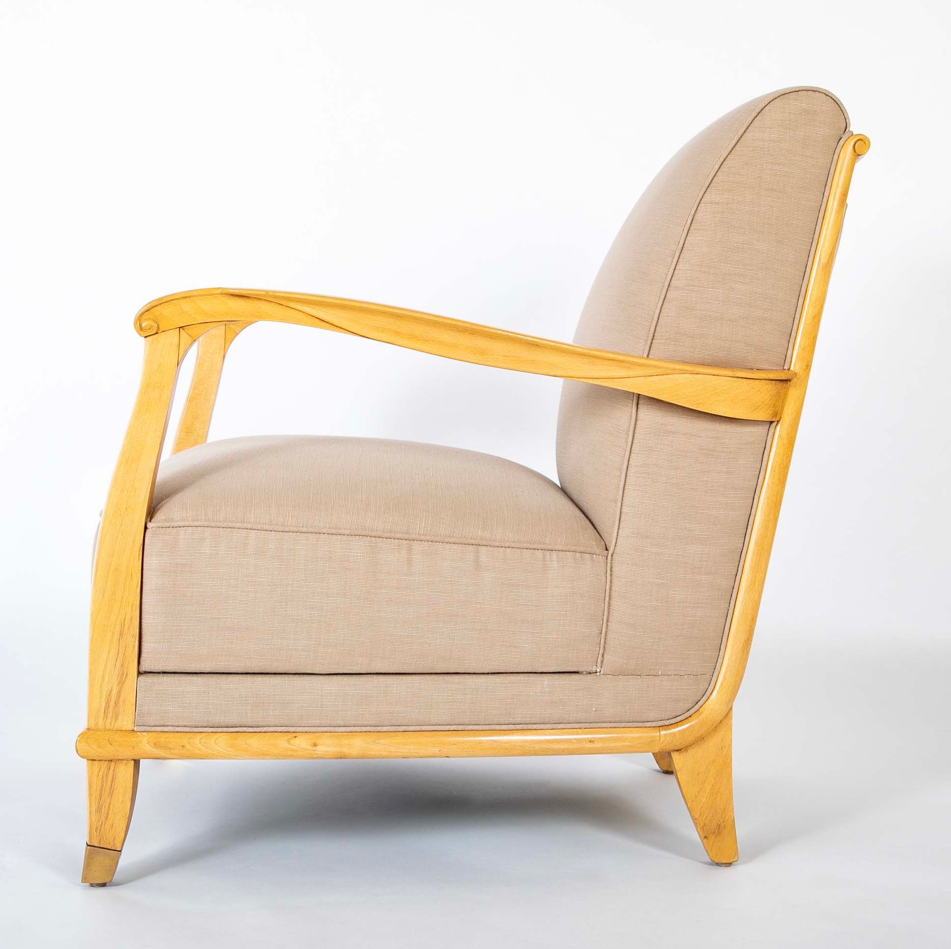 Pair of Jules Leleu Armchairs for the French Ocean Liner "Isle de France"