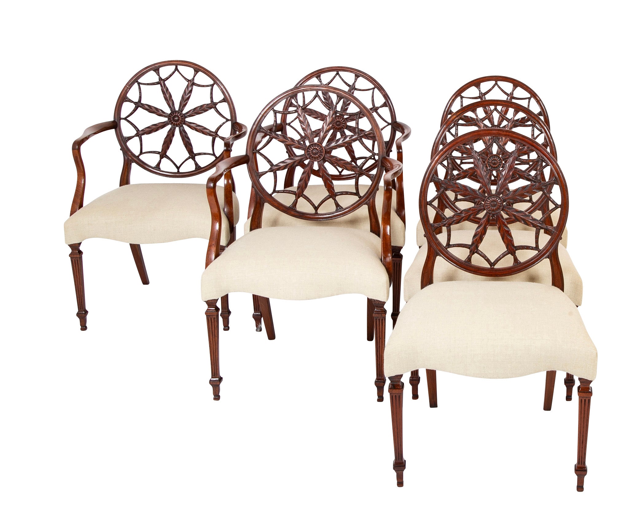 Set of 12 George III Style Mahogany Wheelback Chairs