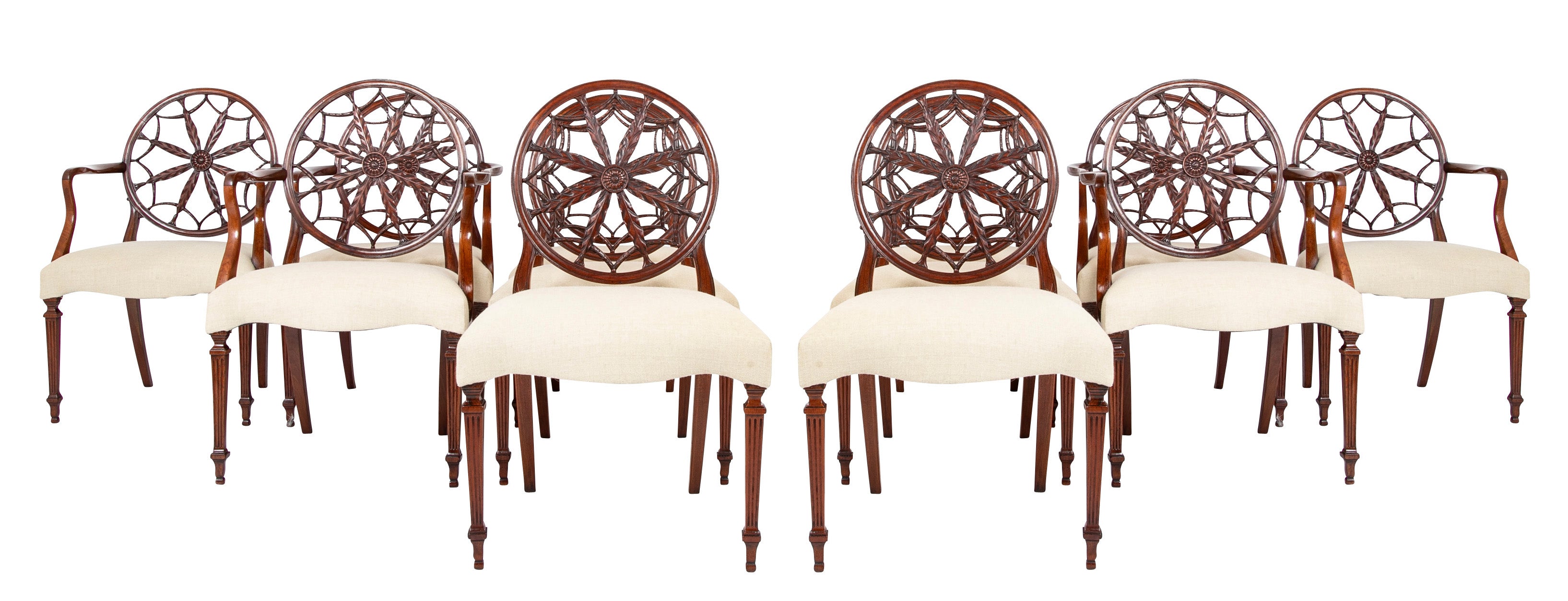 Set of 12 George III Style Mahogany Wheelback Chairs