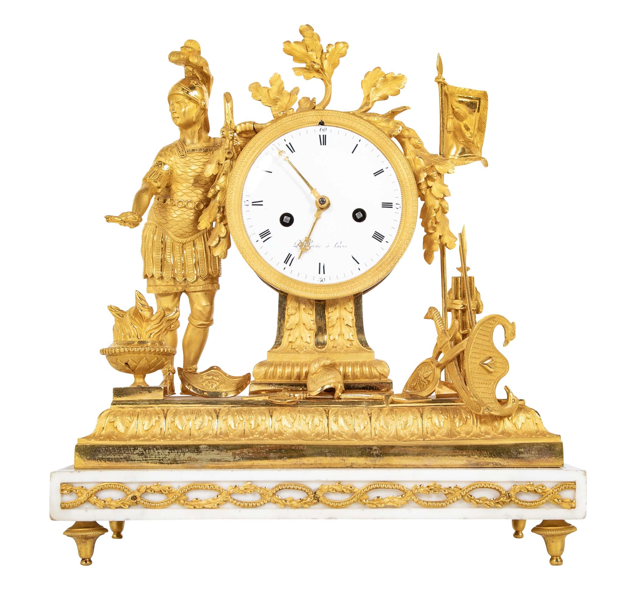 French Ormulu Mantel Clock Representing Aeneas