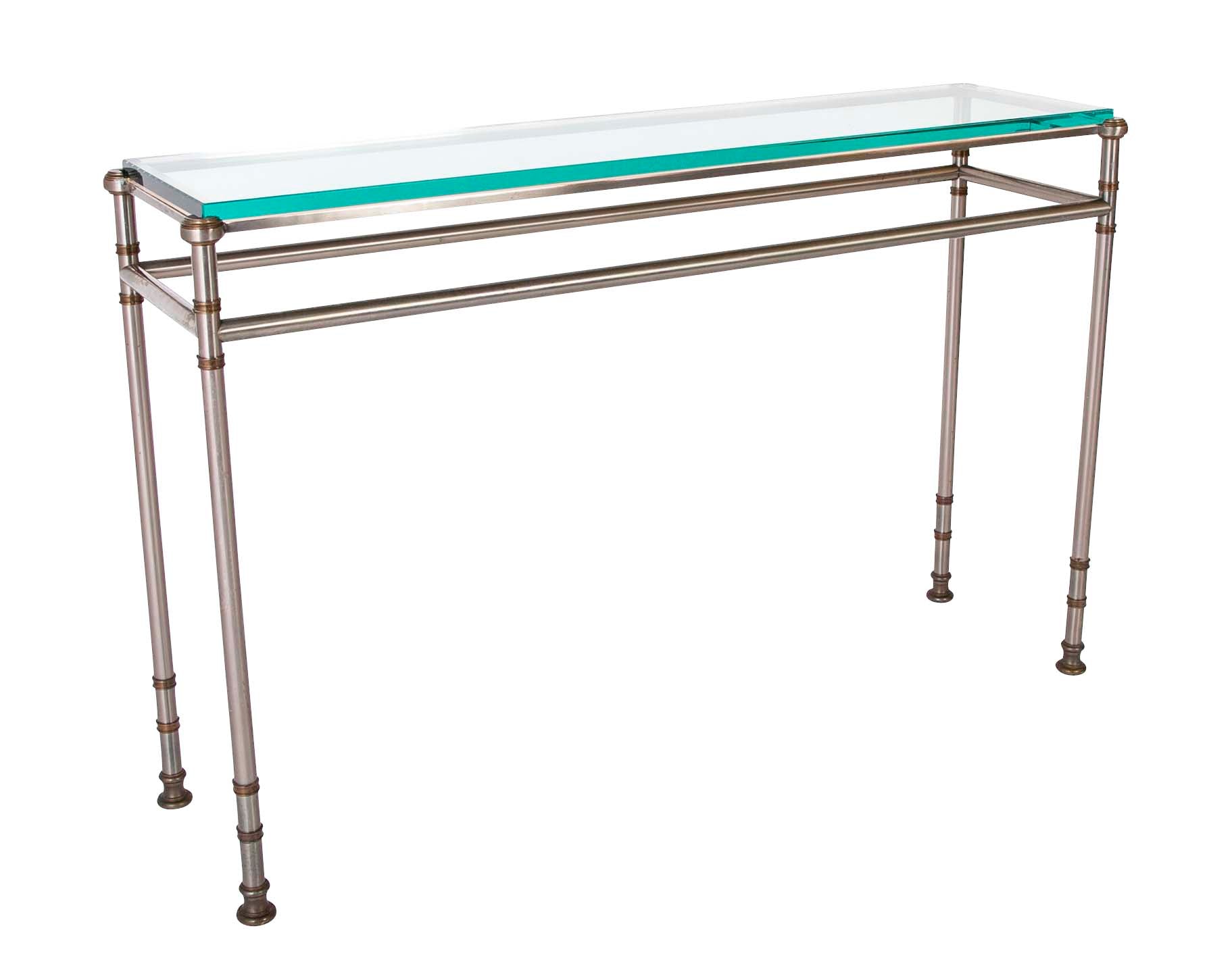 Maison Jansen Glass Top Console Table