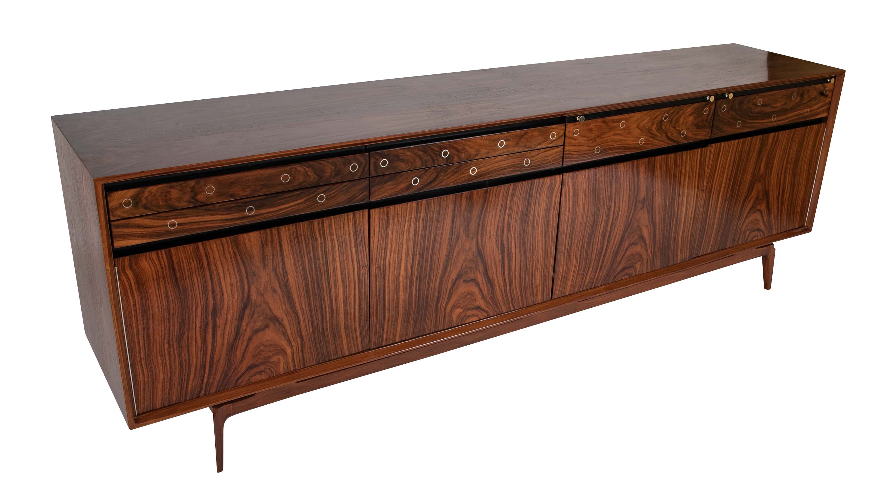 "Madison" De Coene Freres Credenza / Sideboard in Walnut & Rosewood with Fitted Drawers