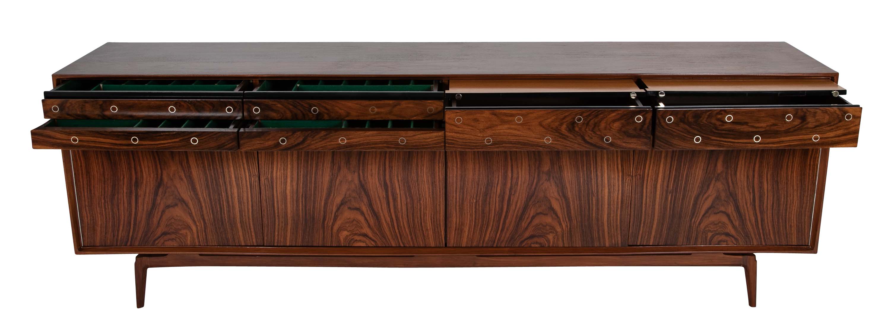 "Madison" De Coene Freres Credenza / Sideboard in Walnut & Rosewood with Fitted Drawers