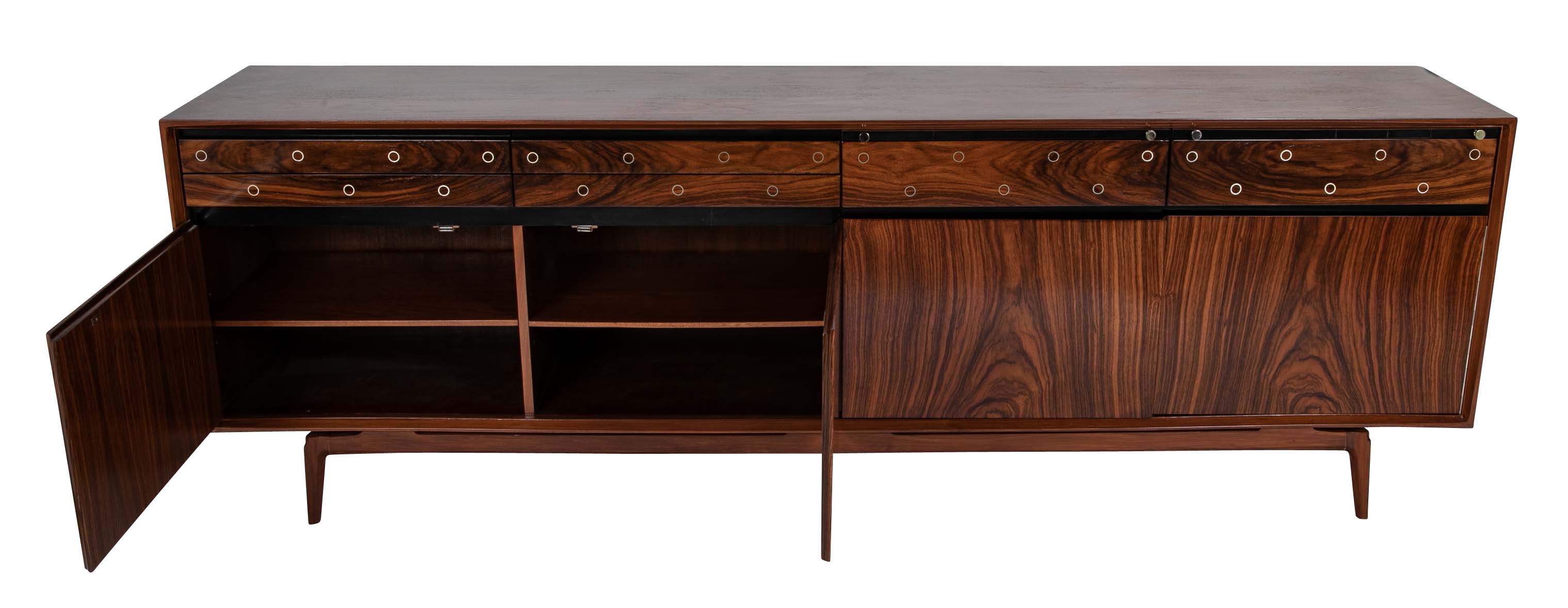 "Madison" De Coene Freres Credenza / Sideboard in Walnut & Rosewood with Fitted Drawers
