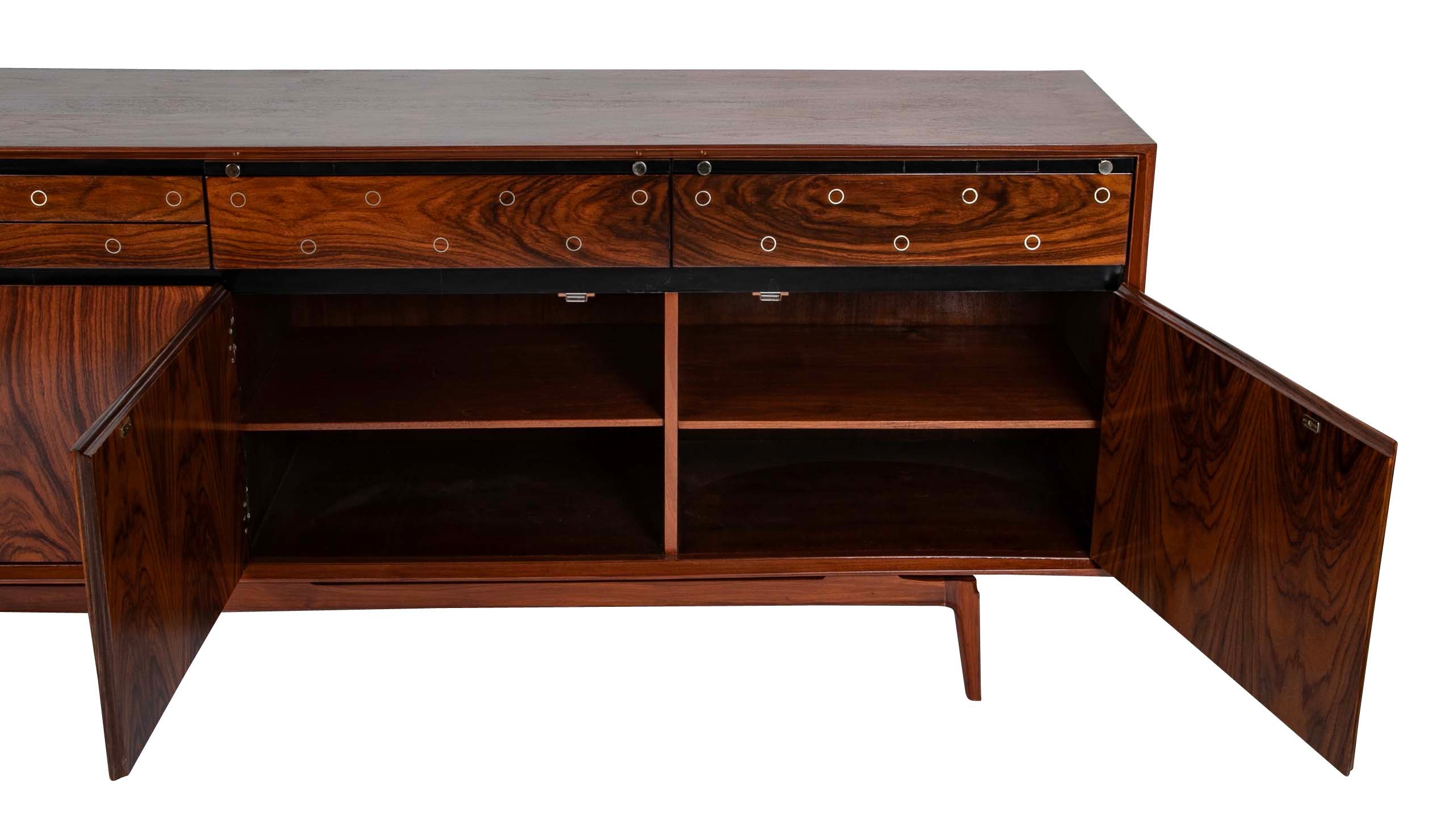 "Madison" De Coene Freres Credenza / Sideboard in Walnut & Rosewood with Fitted Drawers