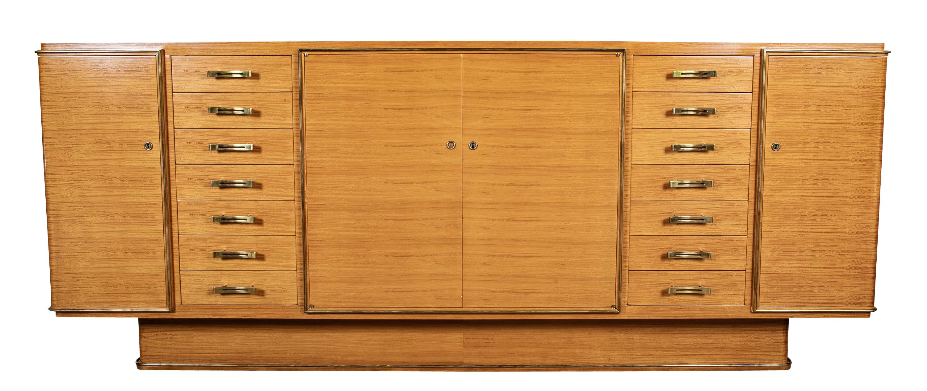 French School of Dominique Large Tiger Maple Sideboard
