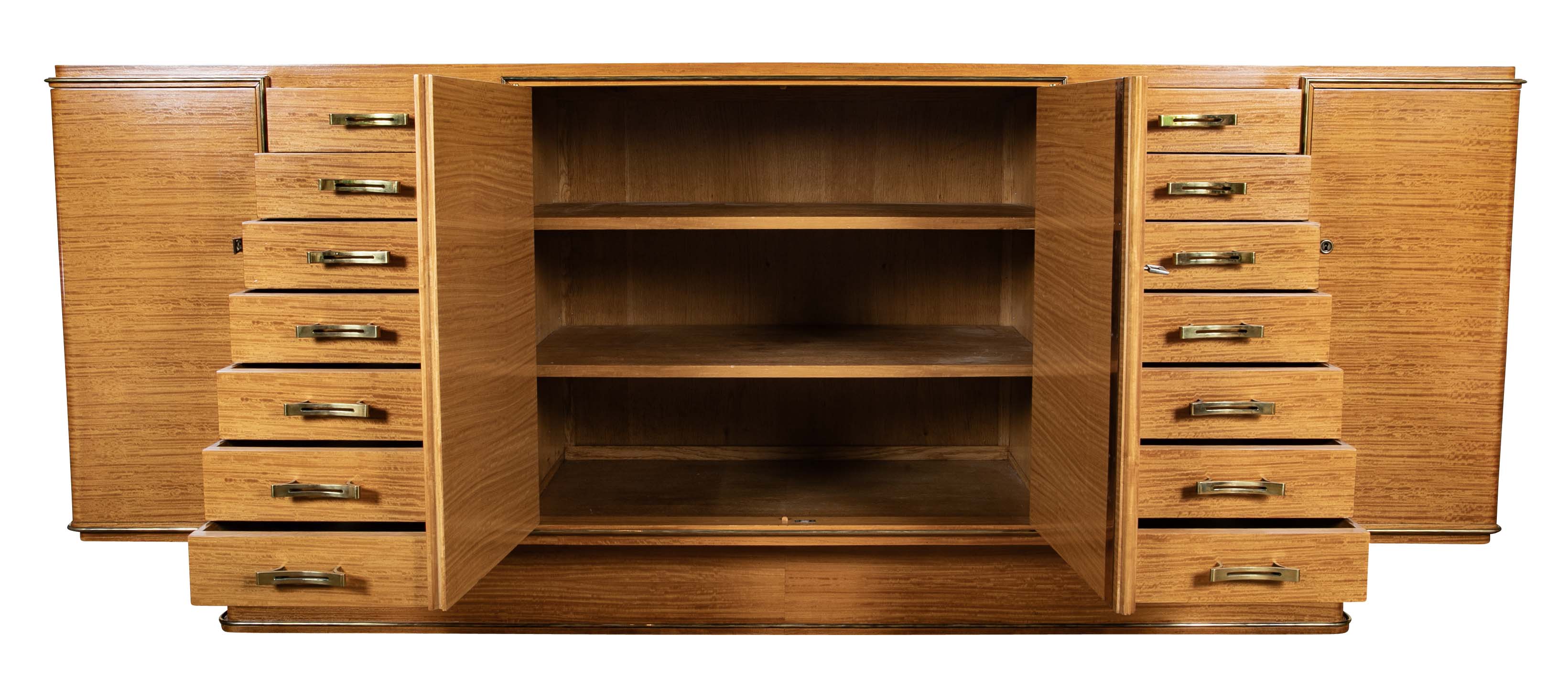 French School of Dominique Large Tiger Maple Sideboard
