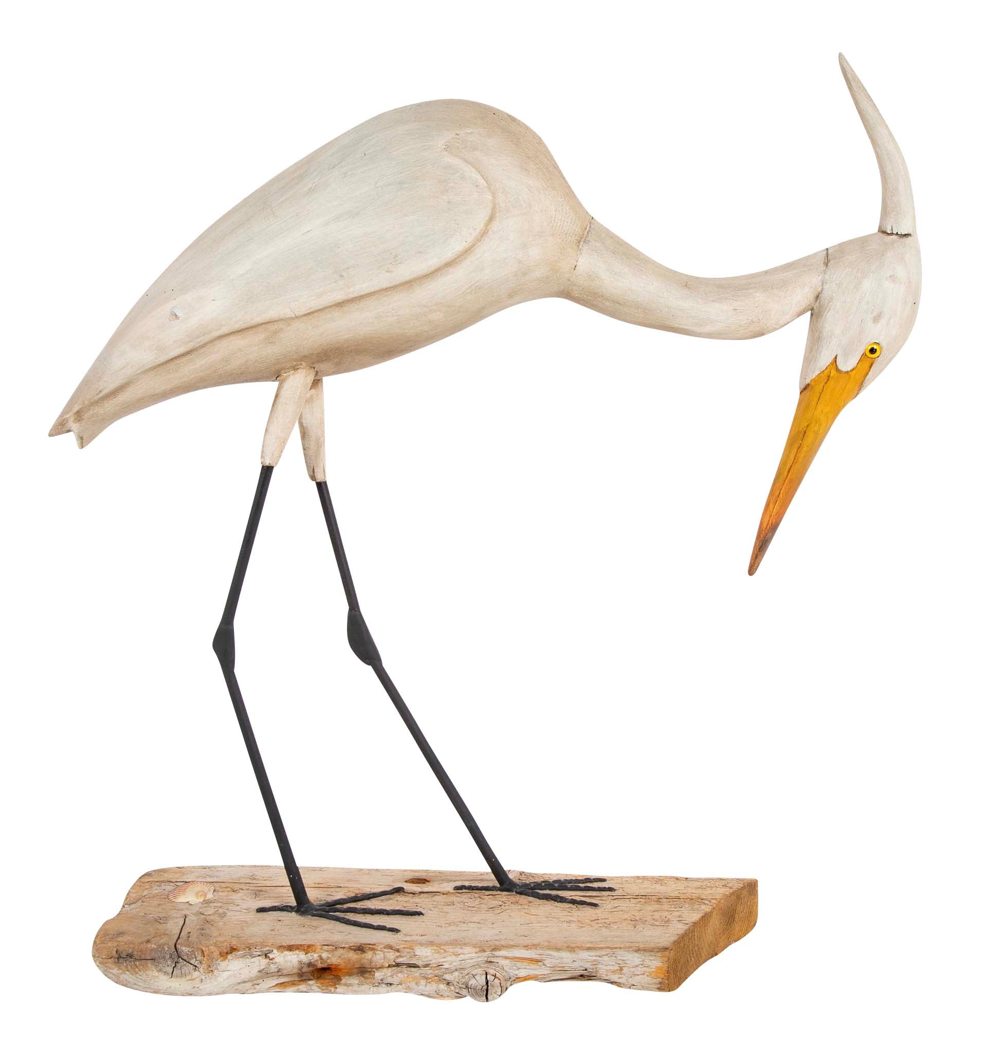 Life Size Hand Carved Snowy Egret by Bob Mosher of Hingham Decoys