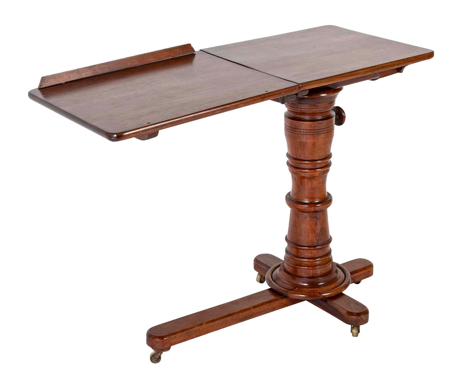 An English Adjustable Reading Table with Tiltable Section