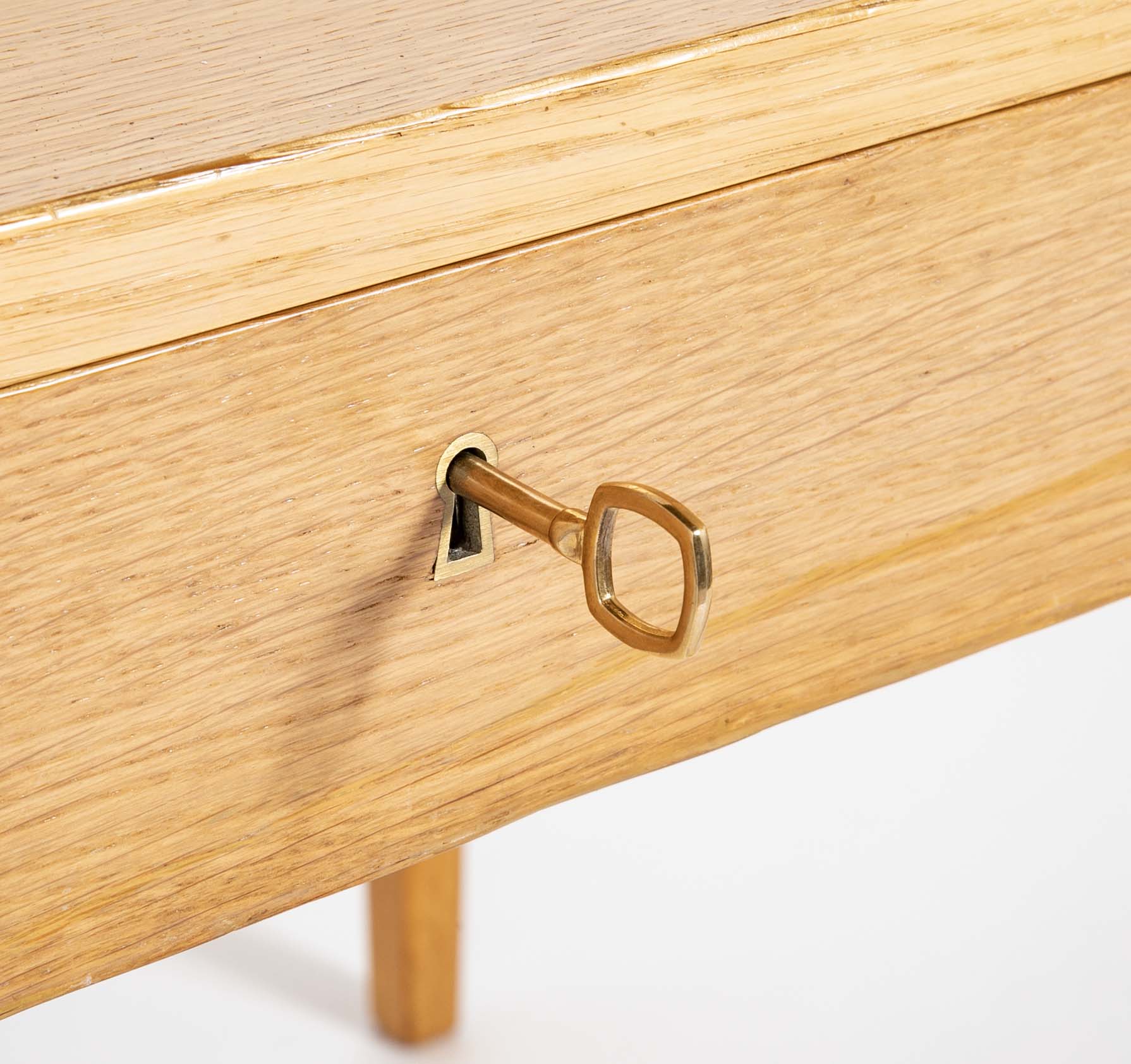 Severin Hansen Jr. Four Drawer Oak Desk Manufactured by Haslev Mobelsneckeri