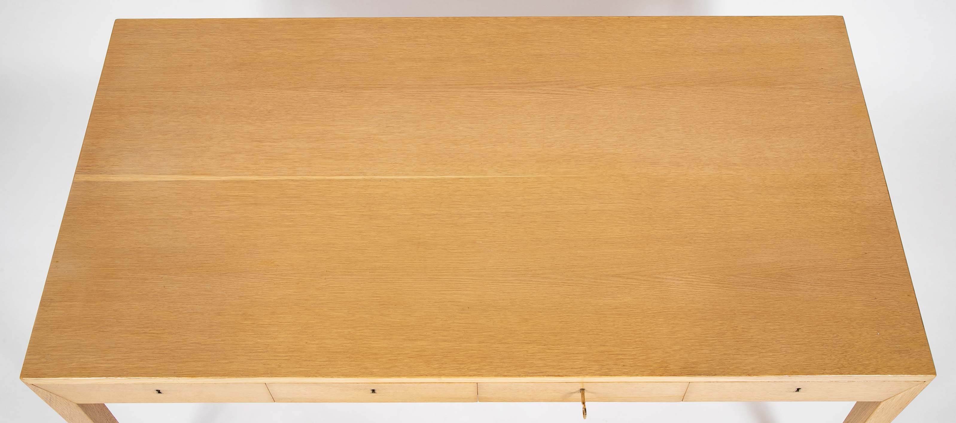 Severin Hansen Jr. Four Drawer Oak Desk Manufactured by Haslev Mobelsneckeri