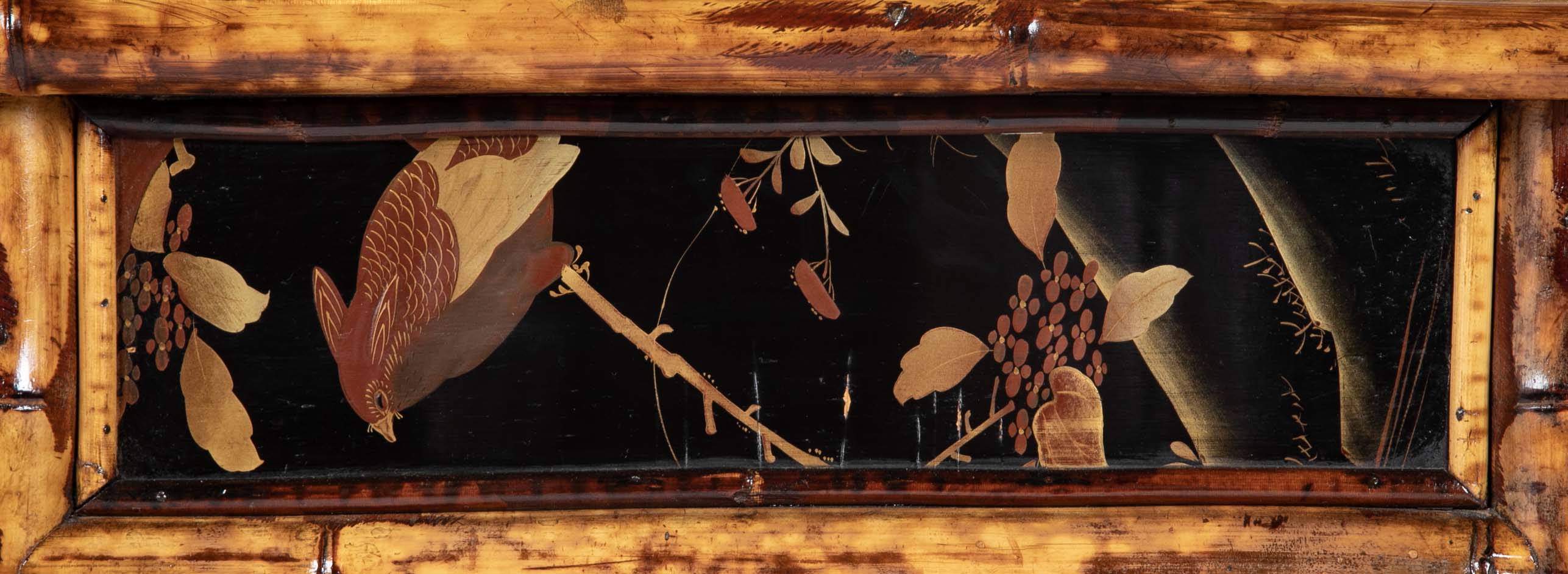 Mid 19th Century Petite Lacquer and Bamboo One Drawer Writing Table