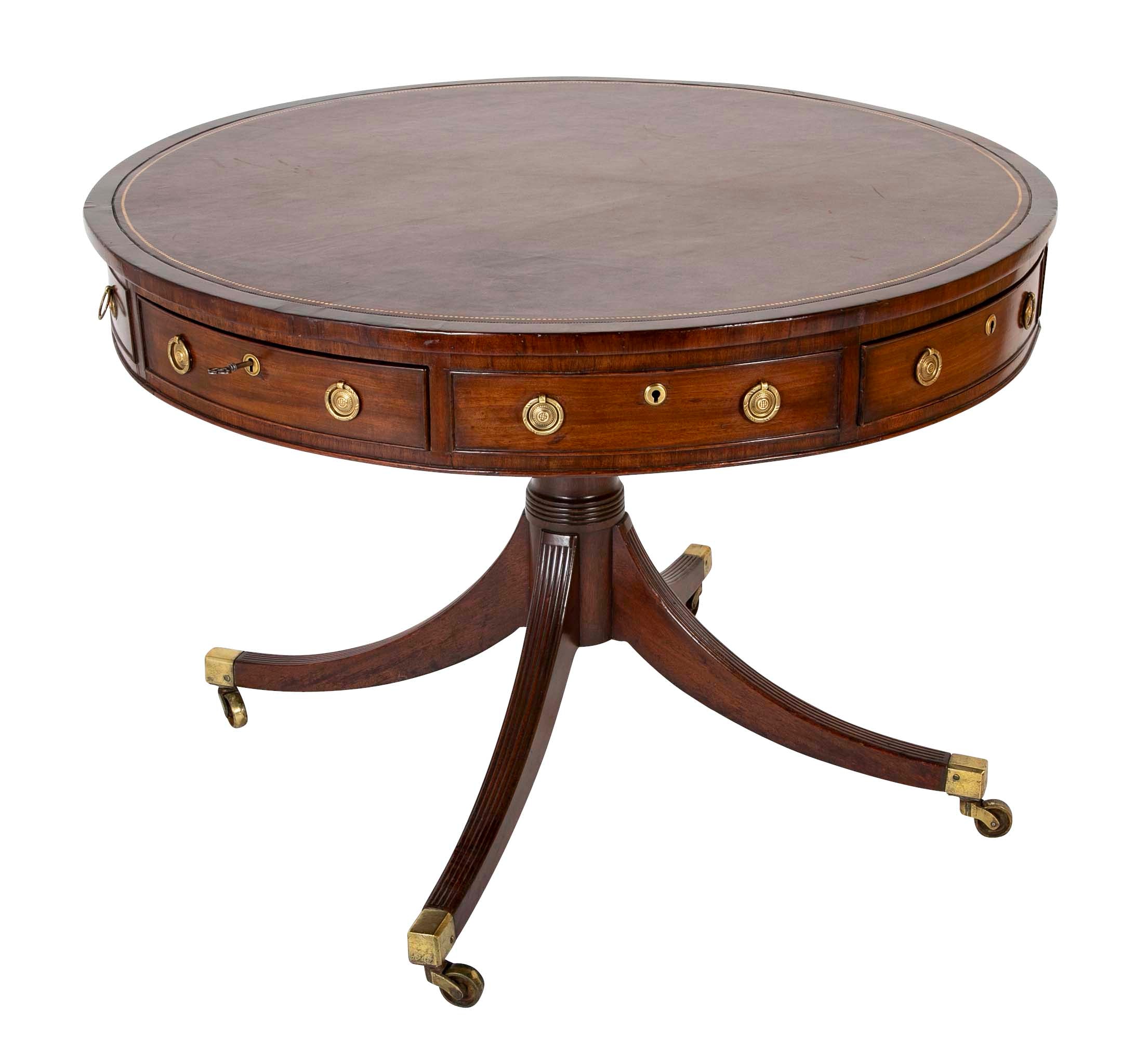 Regency Leather Top Drum Table