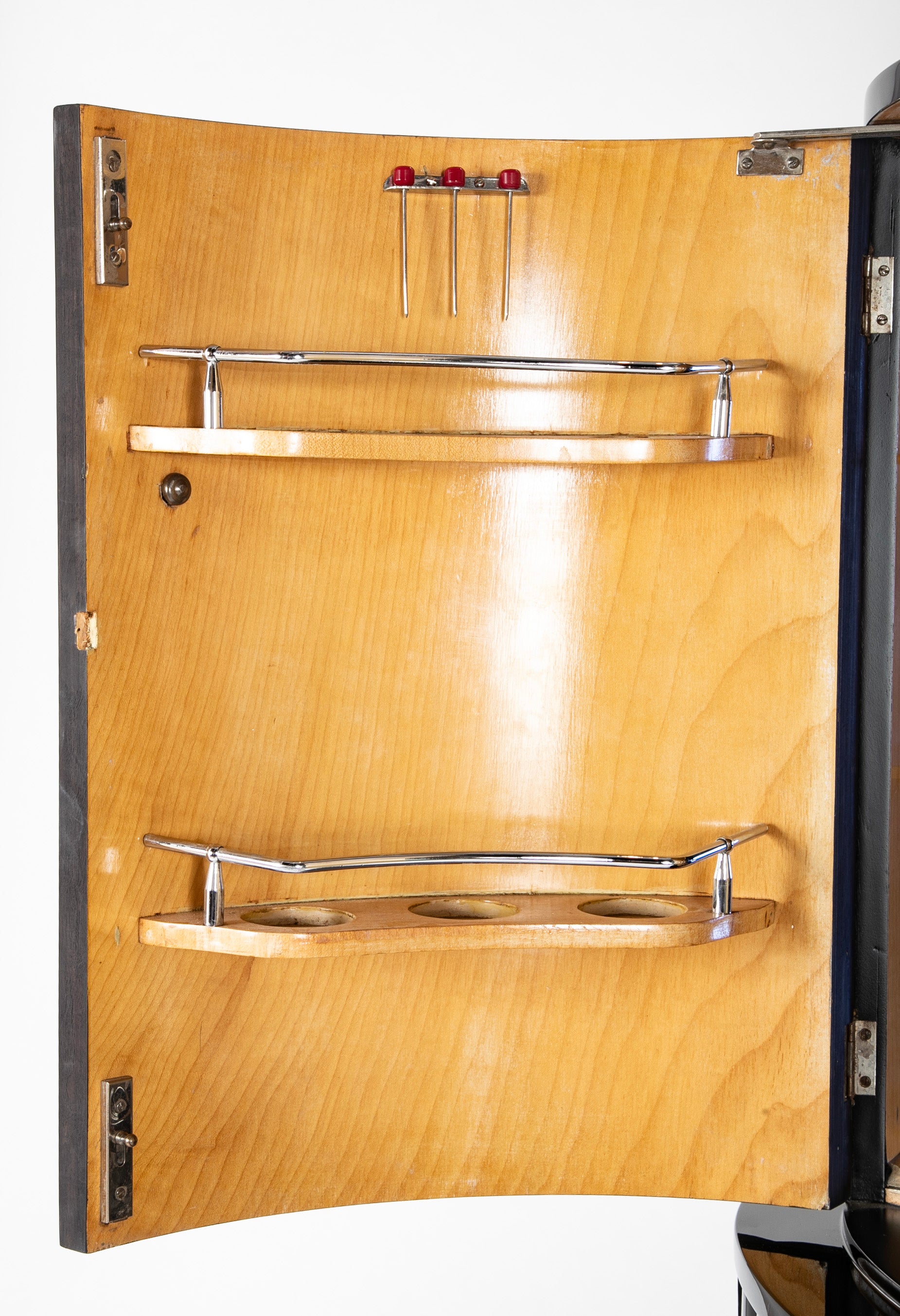 French Art Deco Ebonized Demilune Cocktail Cabinet