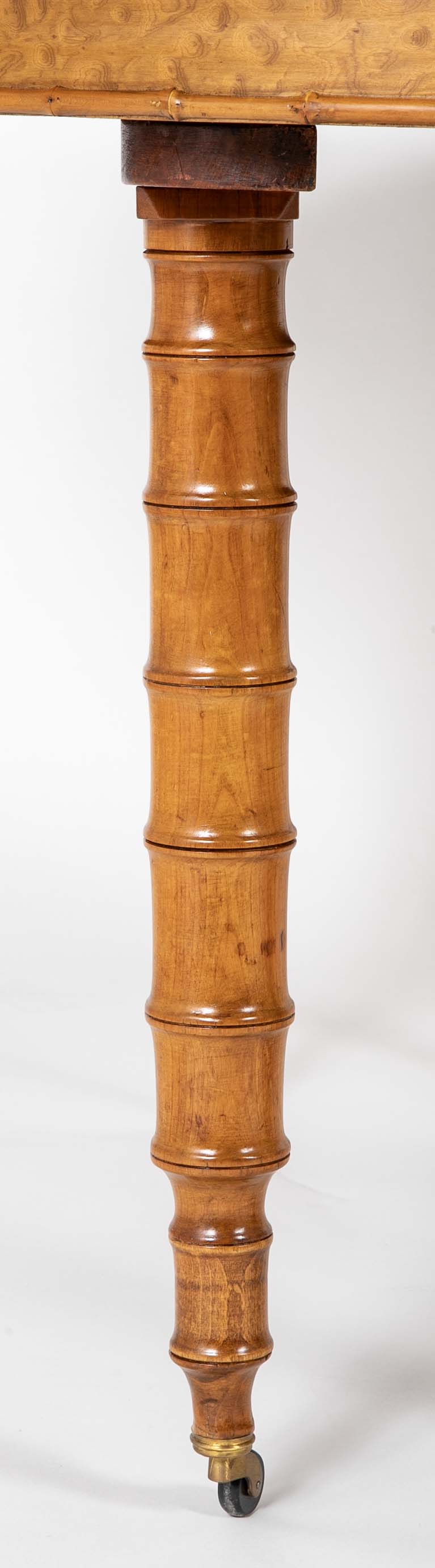 A Faux Bamboo Dining Table in Burled Elm and Maple