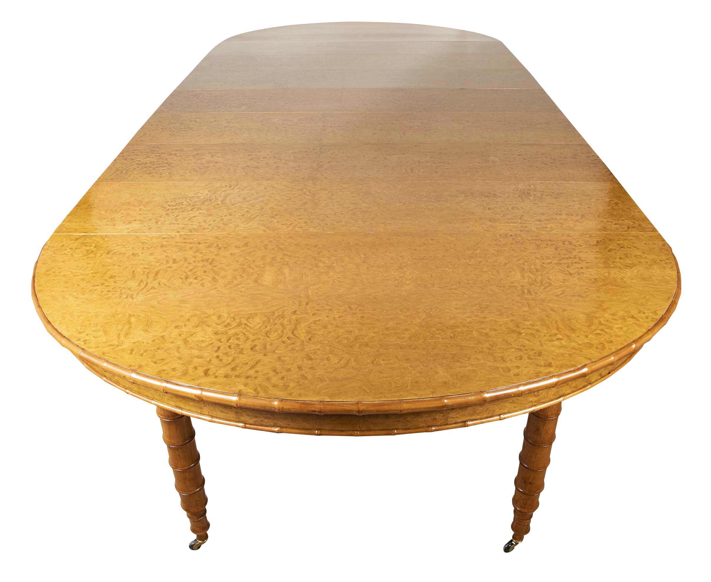 A Faux Bamboo Dining Table in Burled Elm and Maple