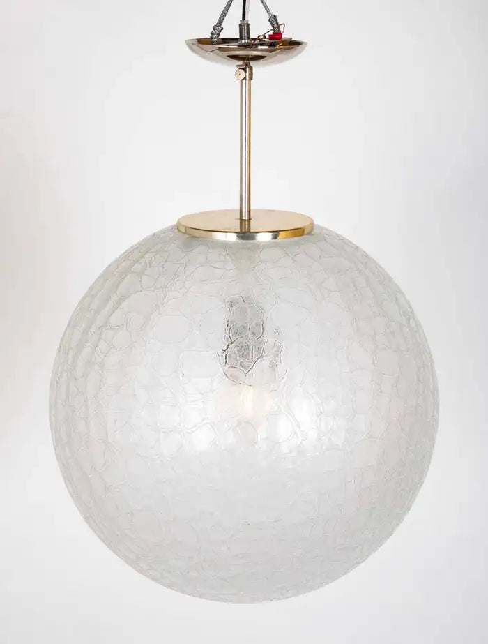 Suspended Crackle Glass "Globe" Pendant Light by Doria Leuchten.