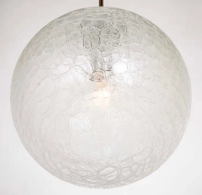 Suspended Crackle Glass "Globe" Pendant Light by Doria Leuchten.