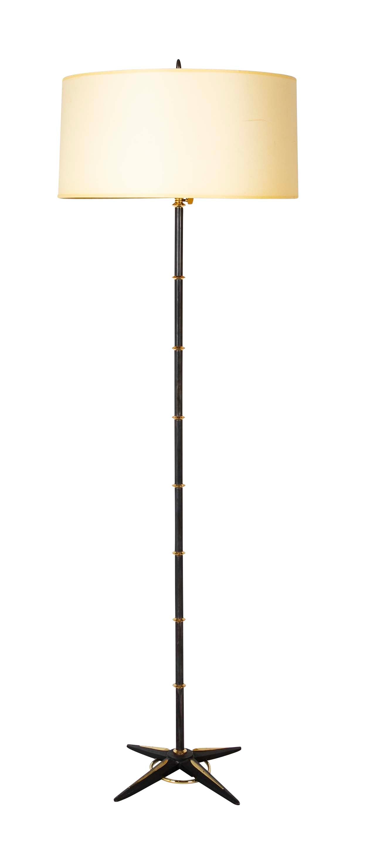 Iron and Brass Floor Lamp in the Manner of Adnet