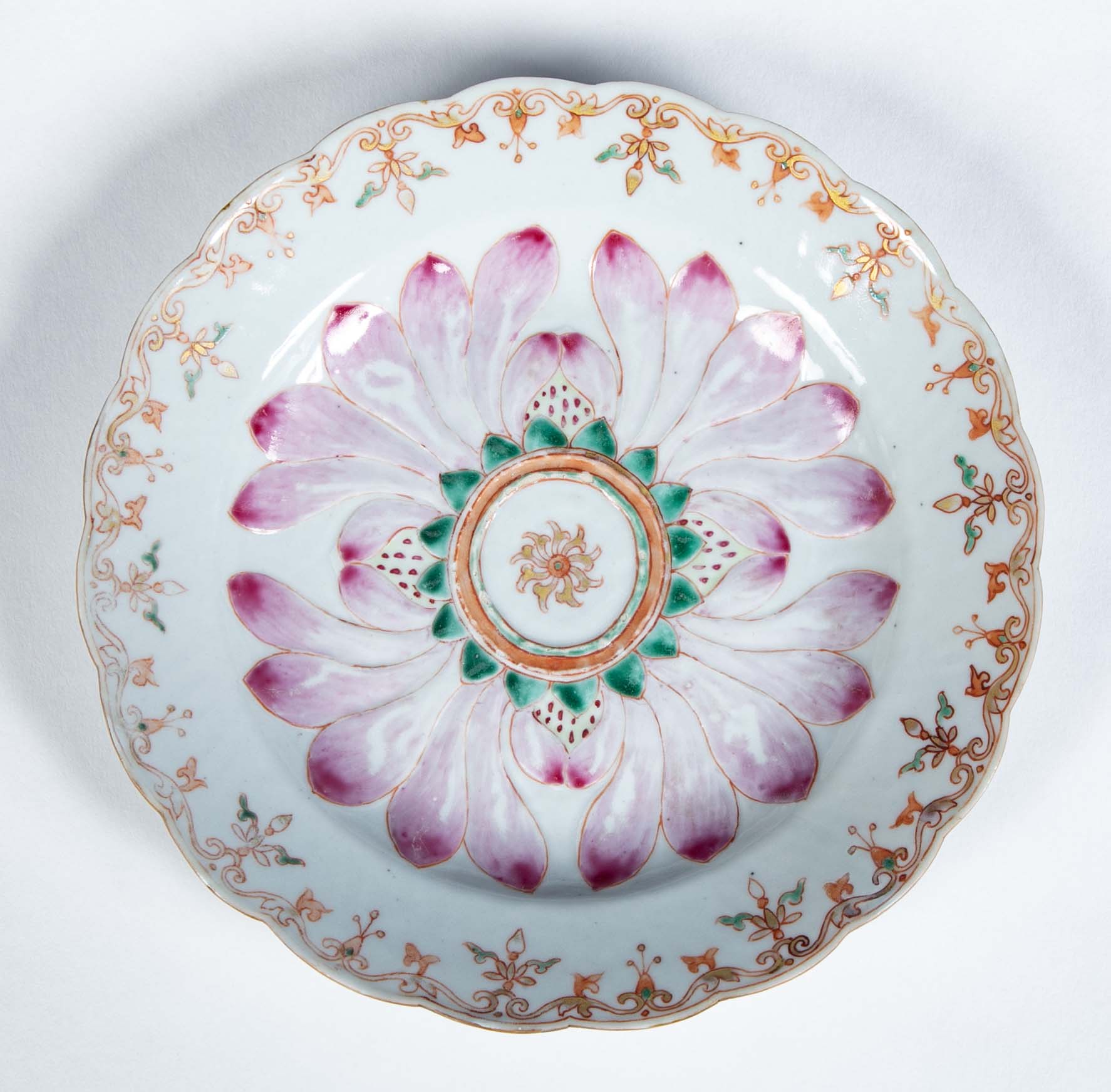 Chinese Famille Rose Porcelain Dish with Lotus Design