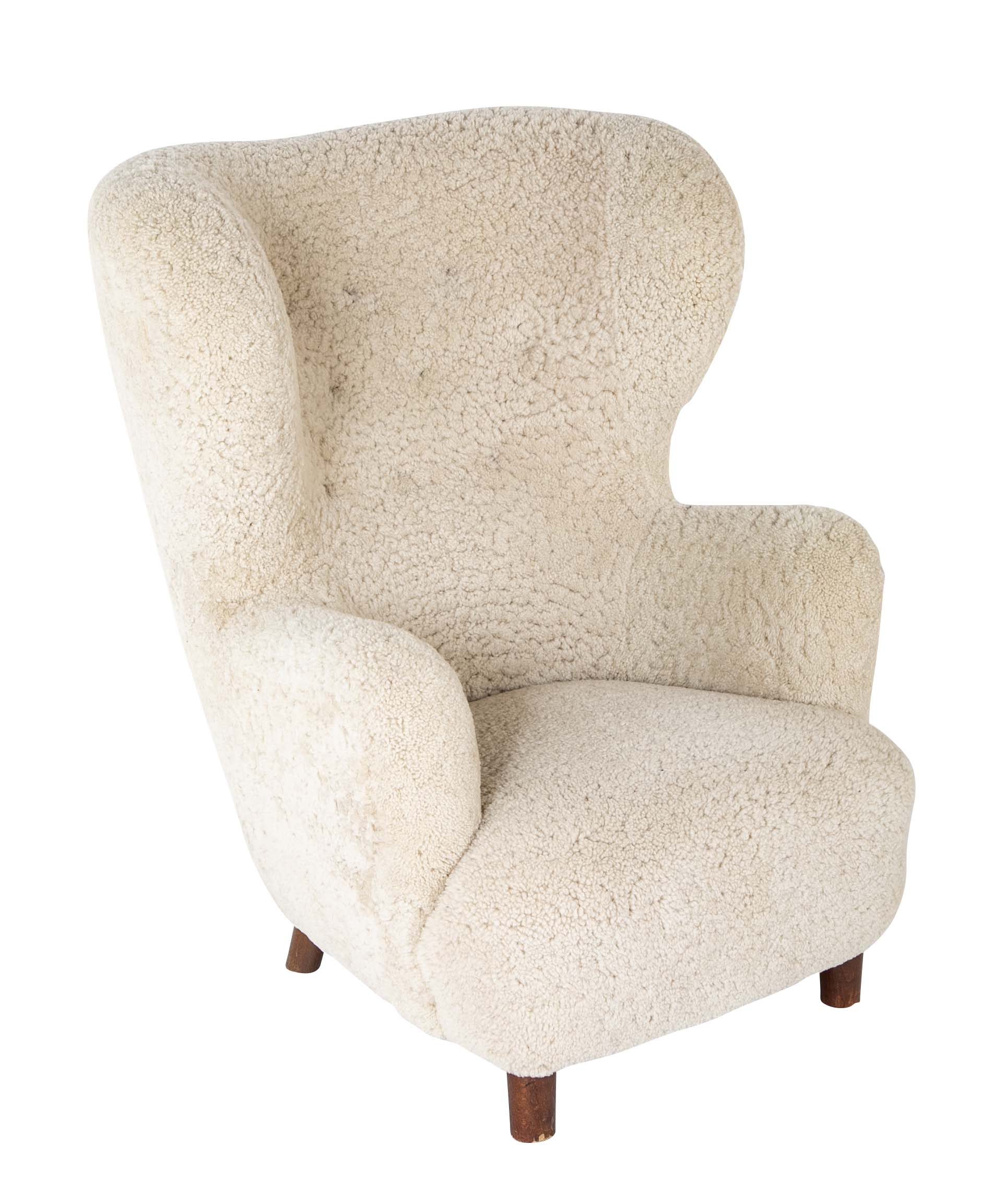 Mid 20th Century Danish Wingchair in Lambswool