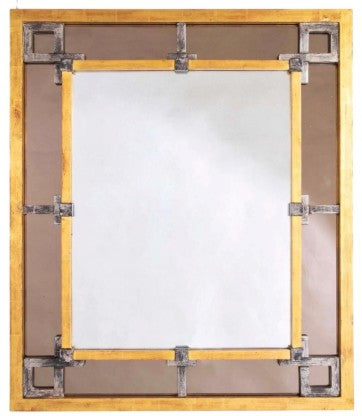 Silvered & Giltwood Geometric Design Mirror