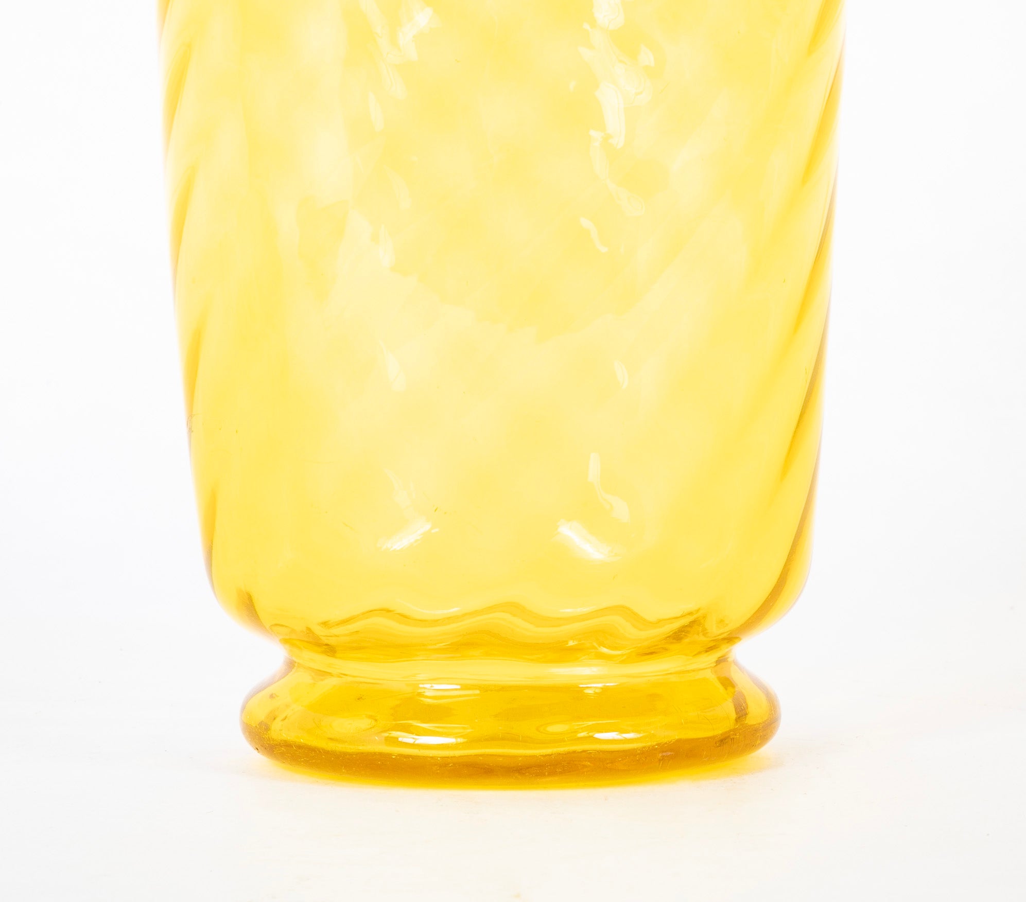 Early 20th Century Yellow Swirl Glass Vase by Steuben