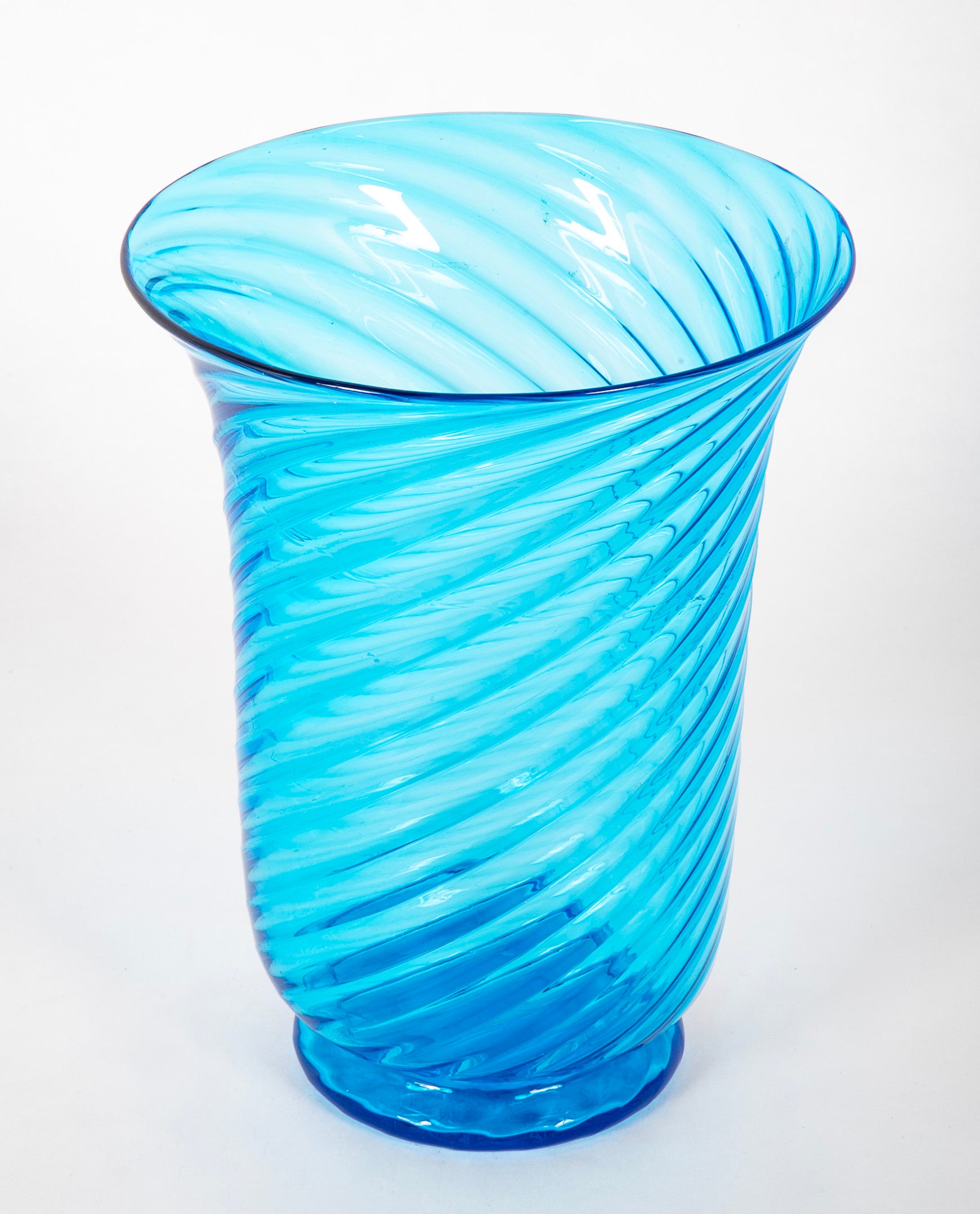 1930's Steuben Blue Swirl Glass Vase