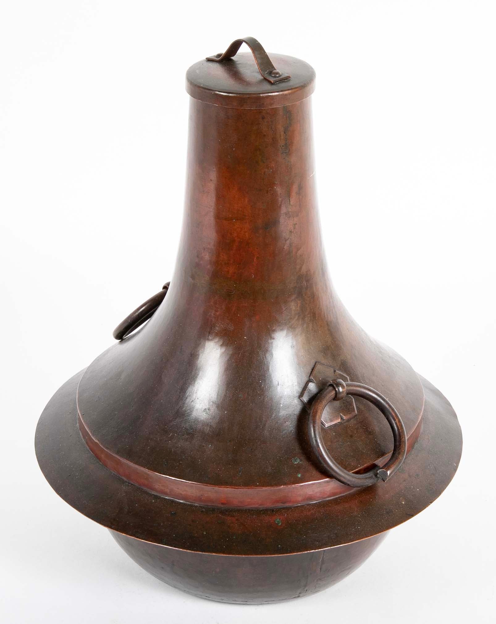 Japanese Patinated Bronze Lidded Jar with Loop Handles