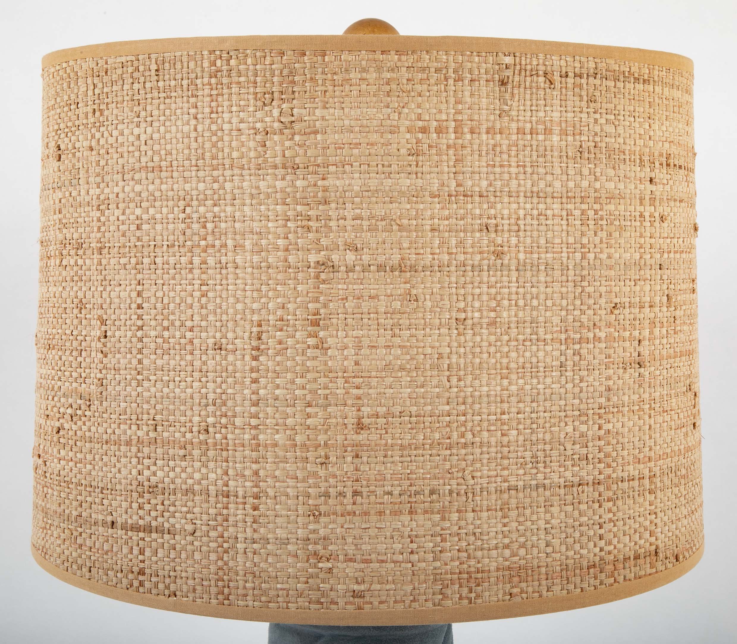 French Blue Suede Wrapped Lamp