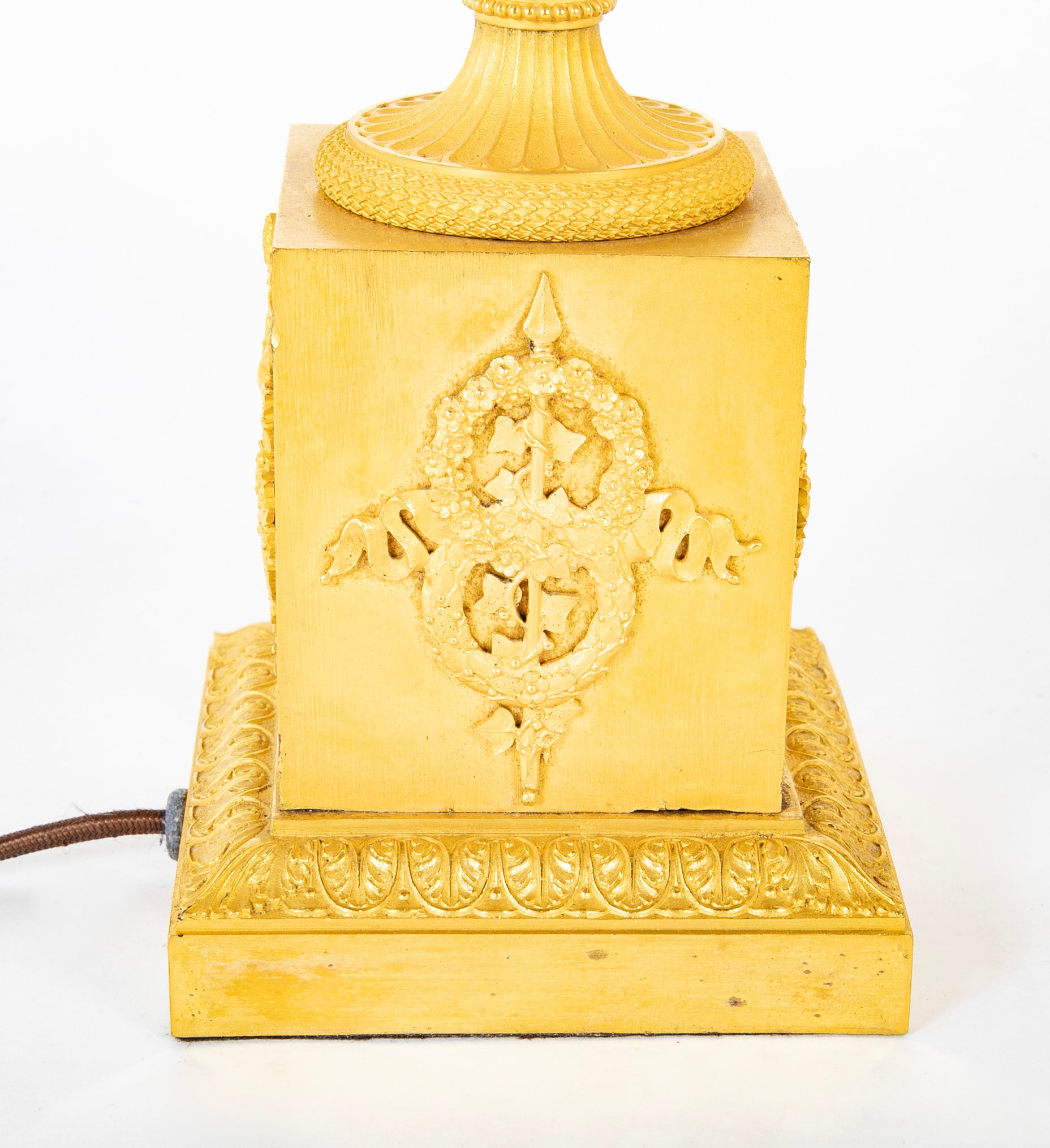 A Charles X Ormolu Double Handled Vase now a Lamp