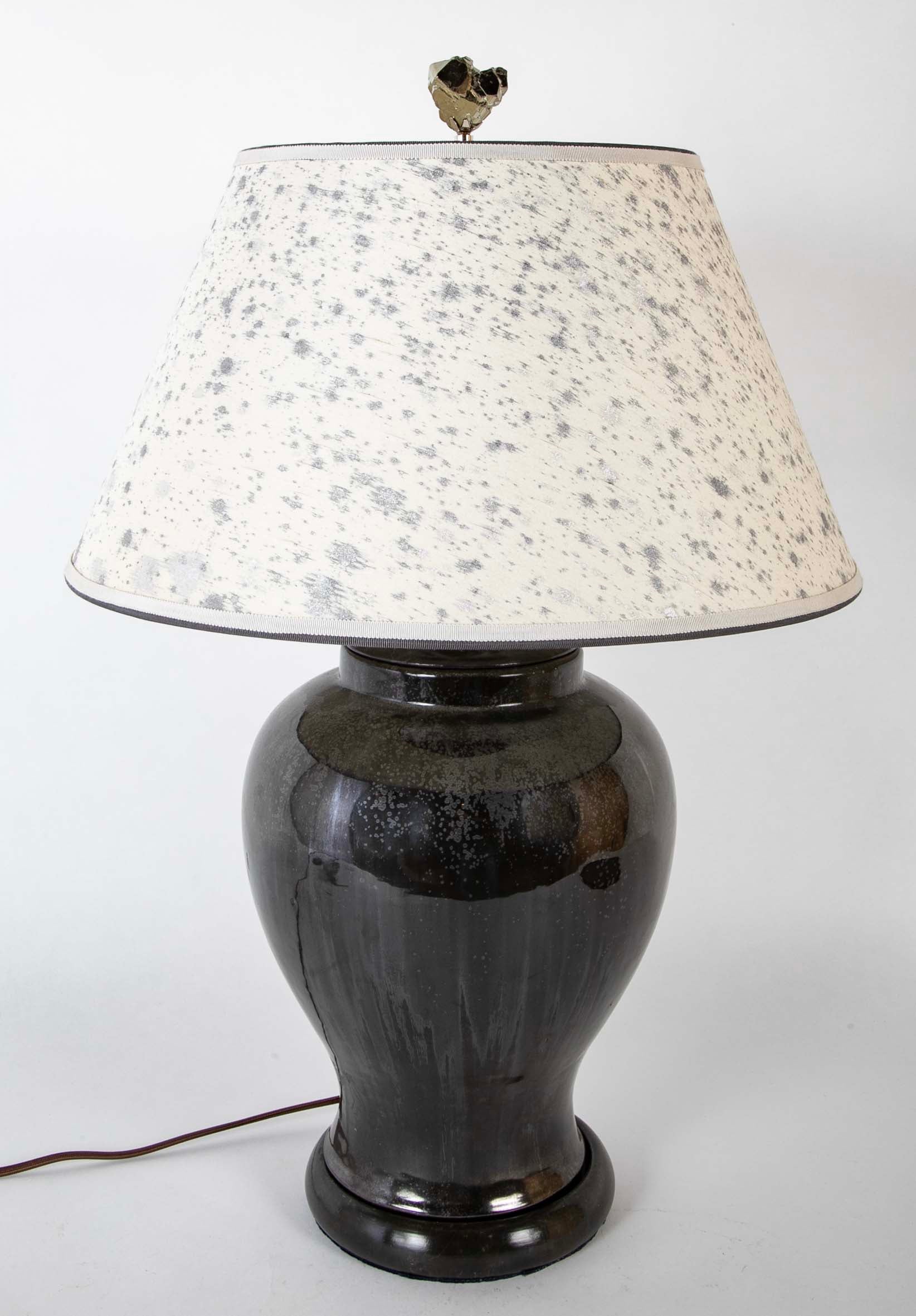 A Black Glazed Fulper Pottery Vase now a Lamp
