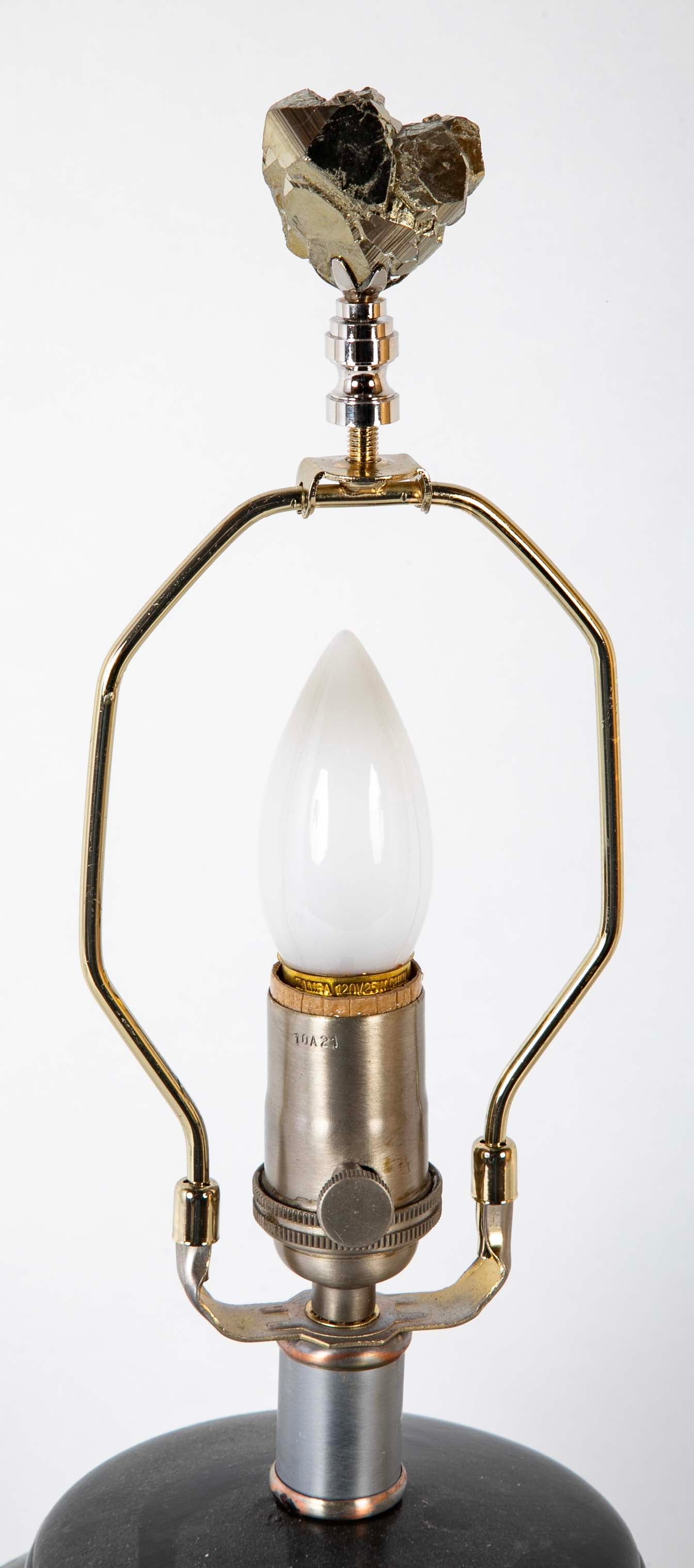 A Black Glazed Fulper Pottery Vase now a Lamp