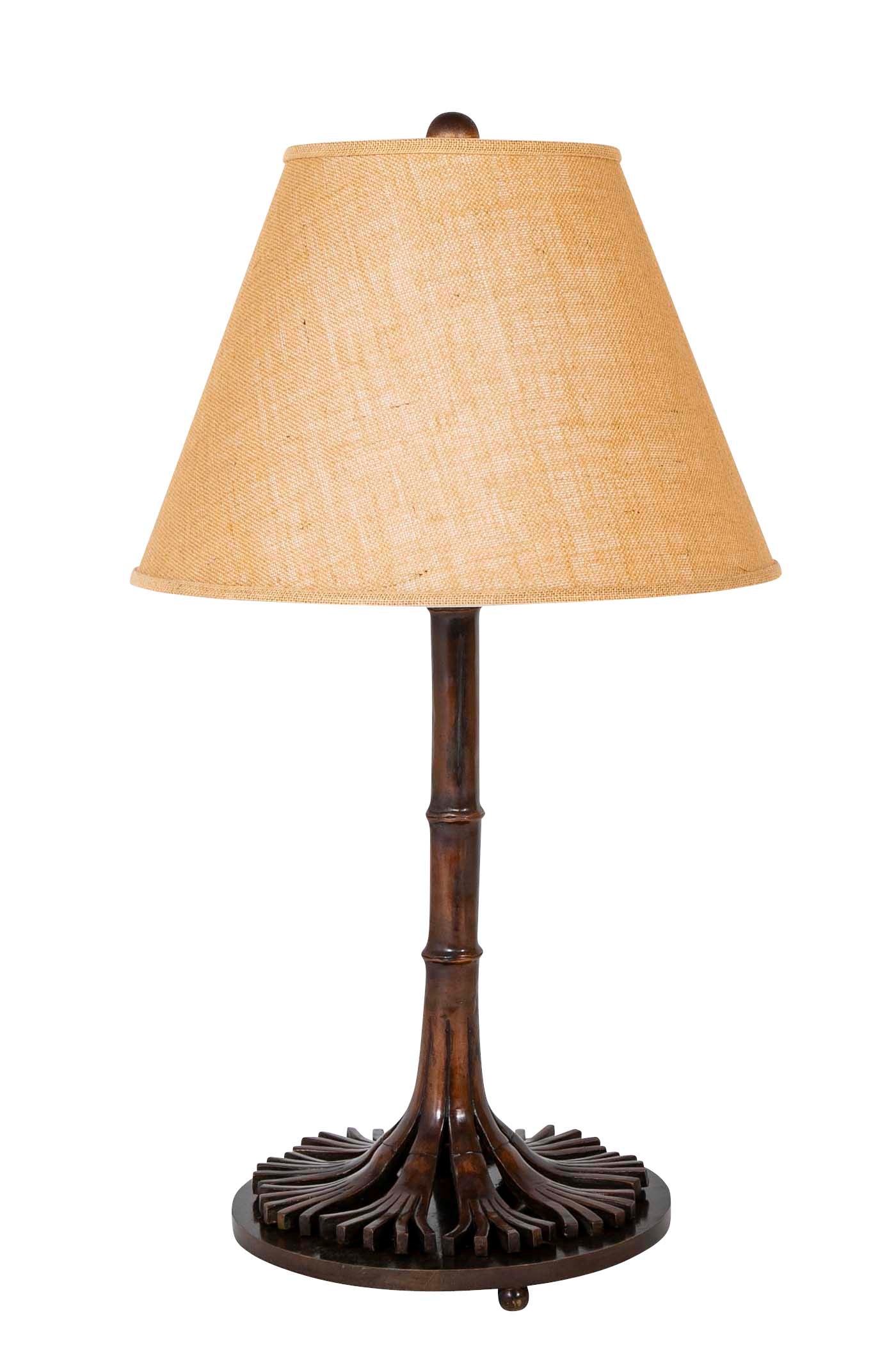 Large Late 19th Century Solid Bronze Tree Form Lamp