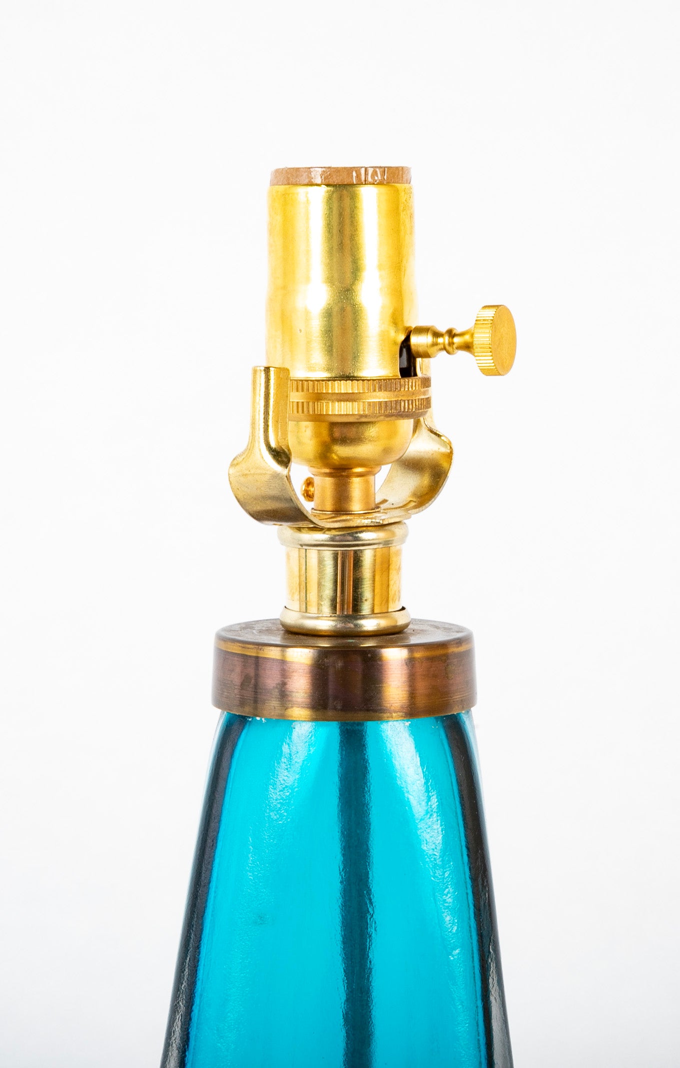 Carl Fagerlund for Orrefors 3 Sided Clear Glass with Blue Underlay Table Lamp