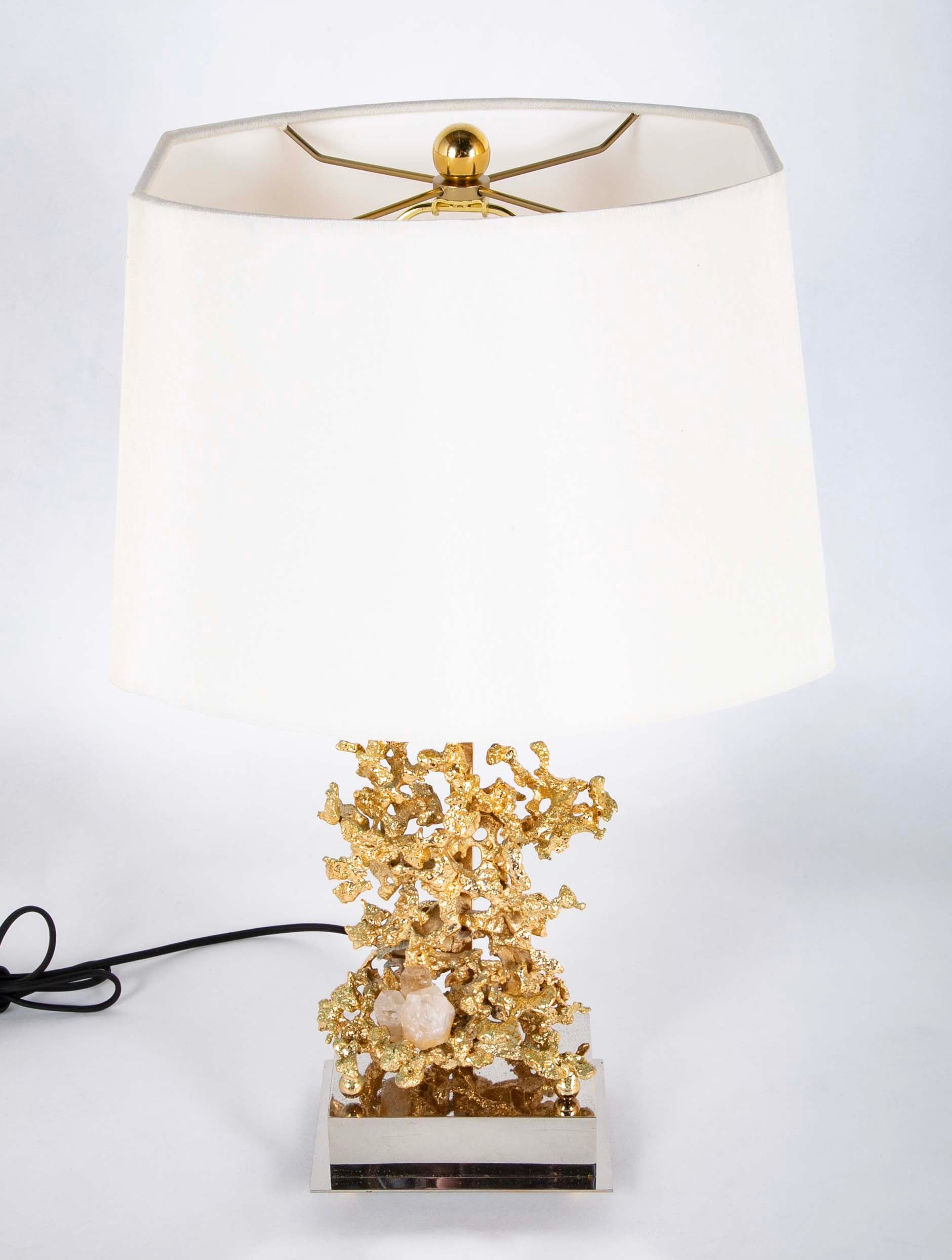 Bronze d'Ore "Nugget" Pair of Lamps Attributed to Claude Victor Boeltz