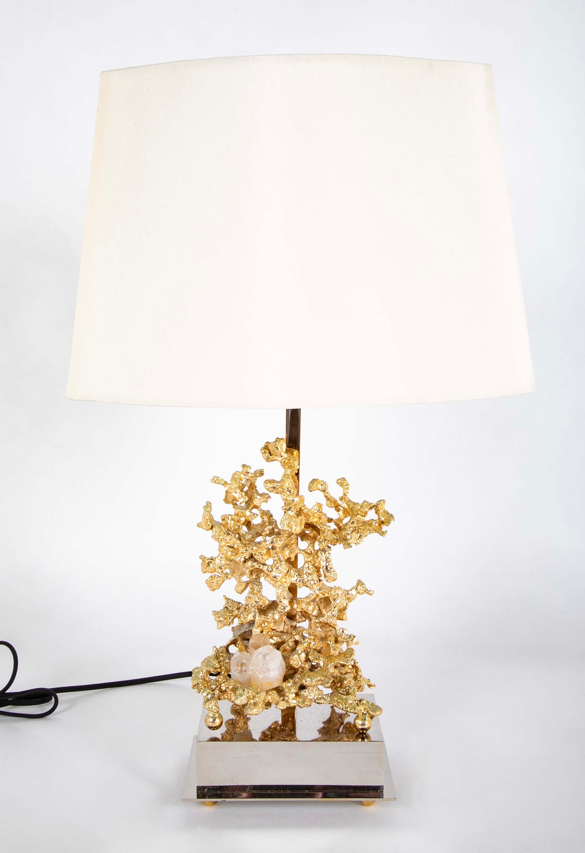 Bronze d'Ore "Nugget" Pair of Lamps Attributed to Claude Victor Boeltz