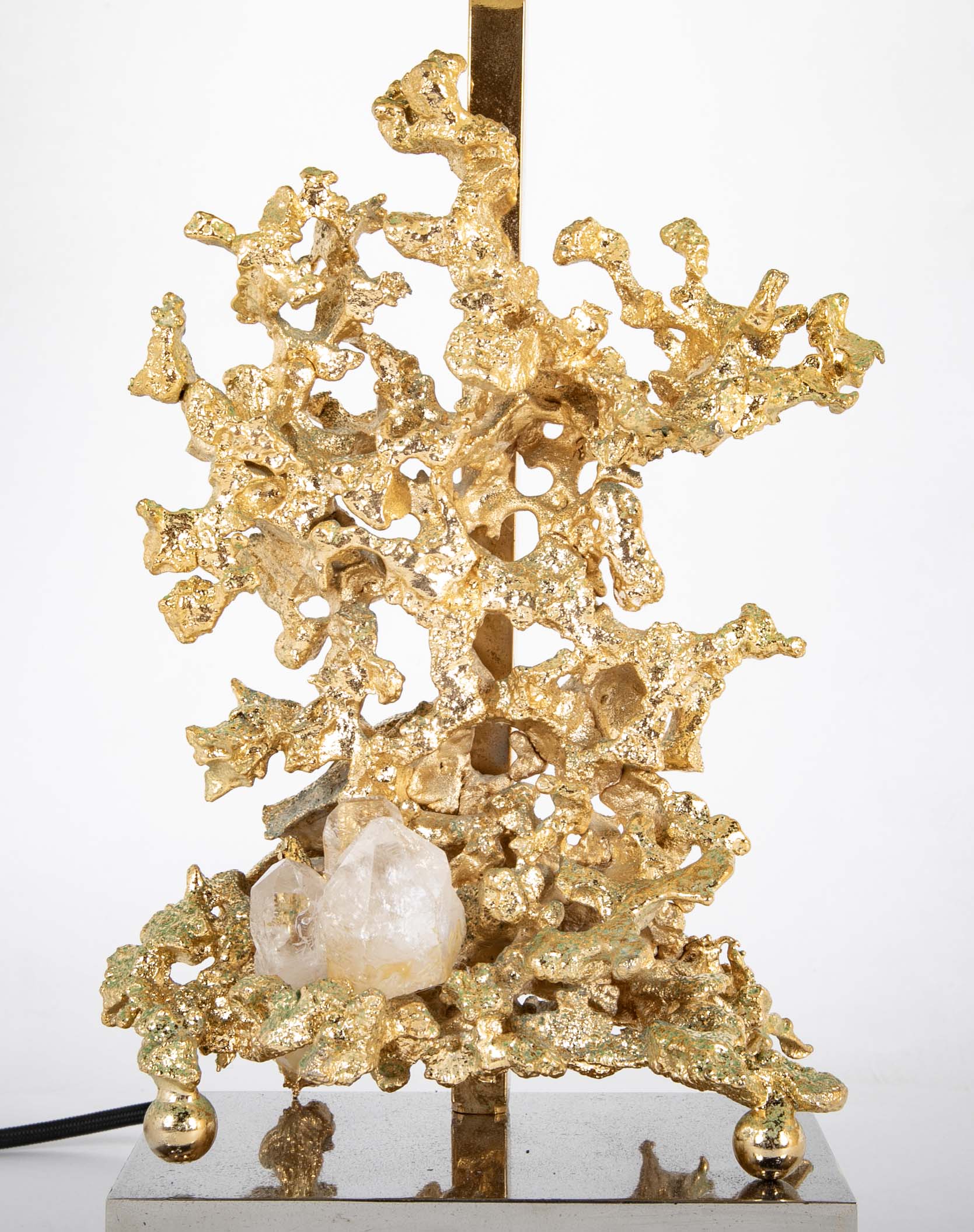 Bronze d'Ore "Nugget" Pair of Lamps Attributed to Claude Victor Boeltz