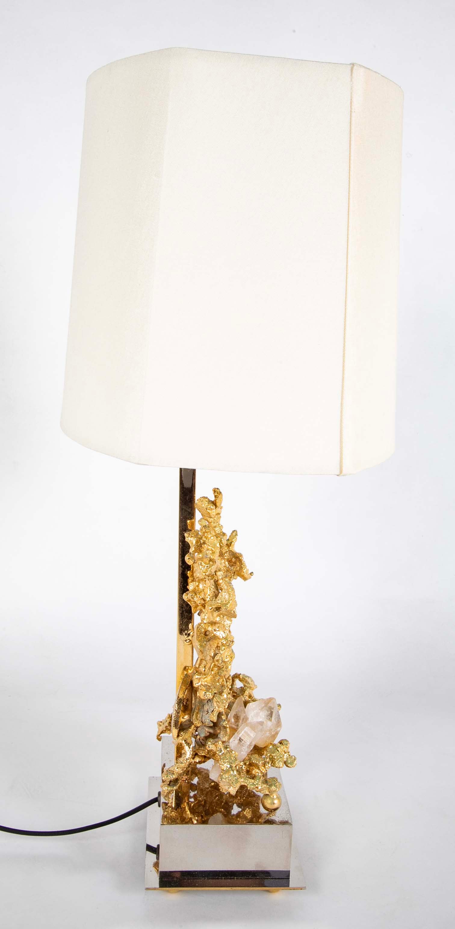 Bronze d'Ore "Nugget" Pair of Lamps Attributed to Claude Victor Boeltz