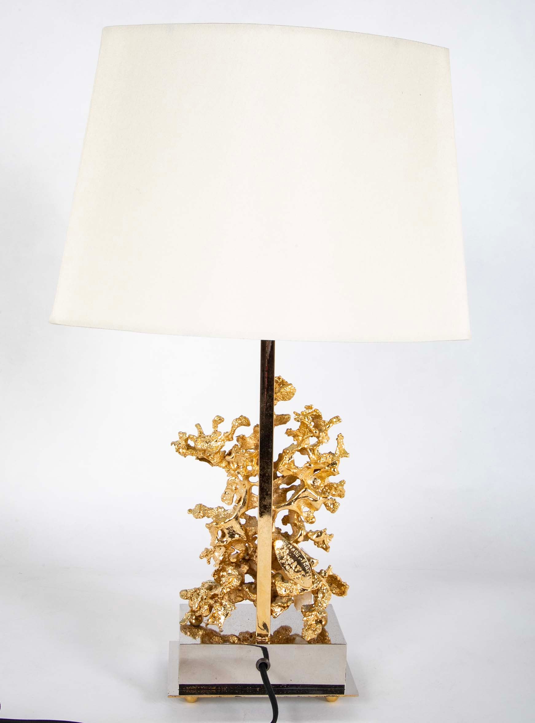 Bronze d'Ore "Nugget" Pair of Lamps Attributed to Claude Victor Boeltz