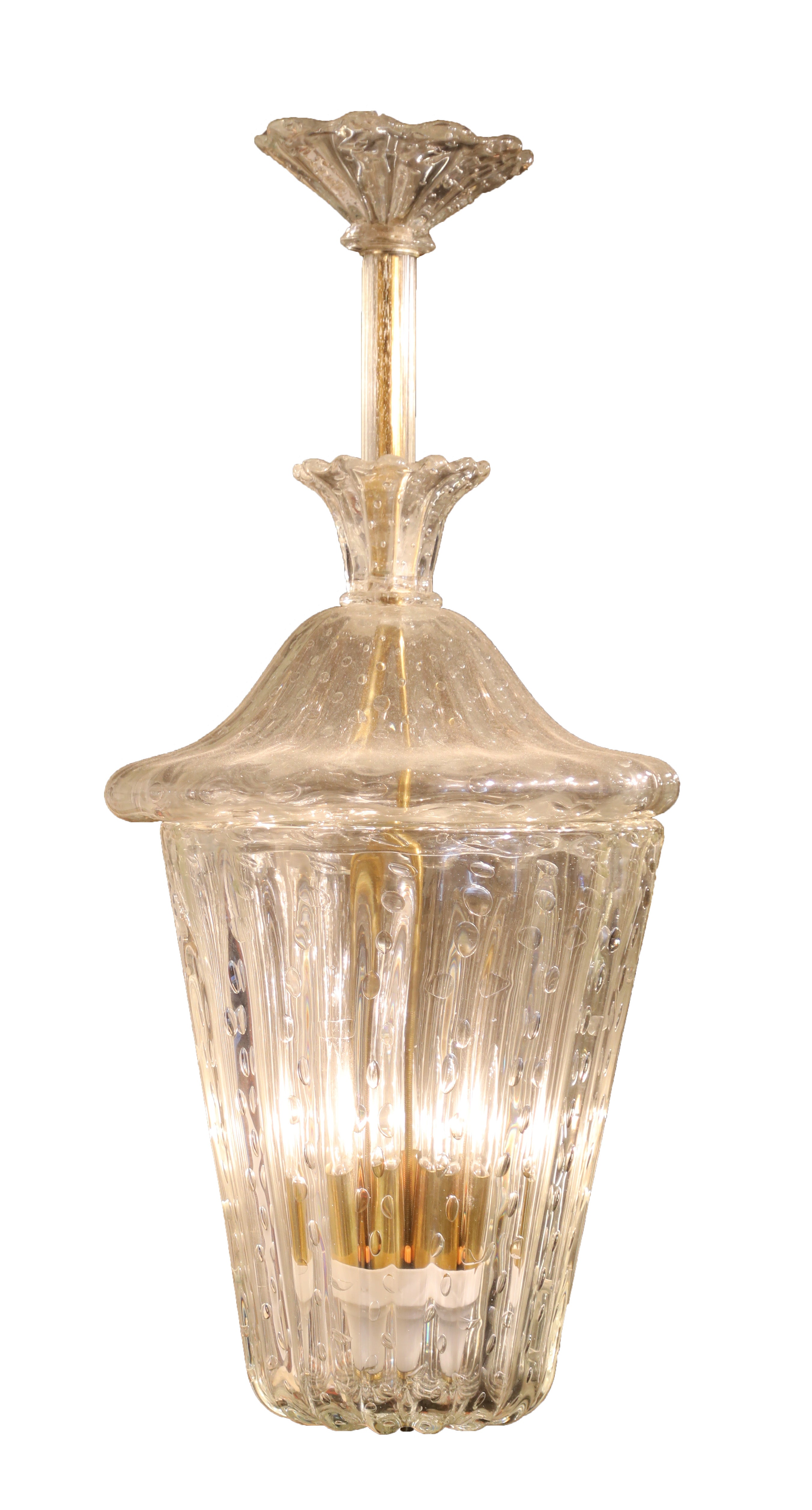 A 20th Century Blown Glass Lantern with Air Bubbles