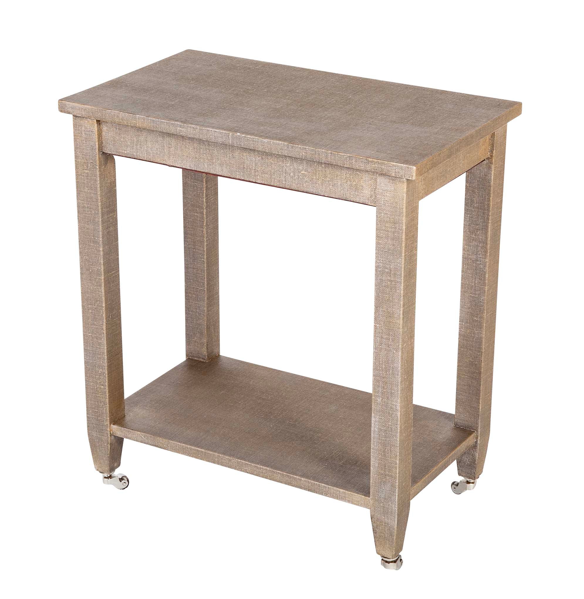 Mid-Century 2 Tier Linen Wrapped Table - Possibly Karl Springer