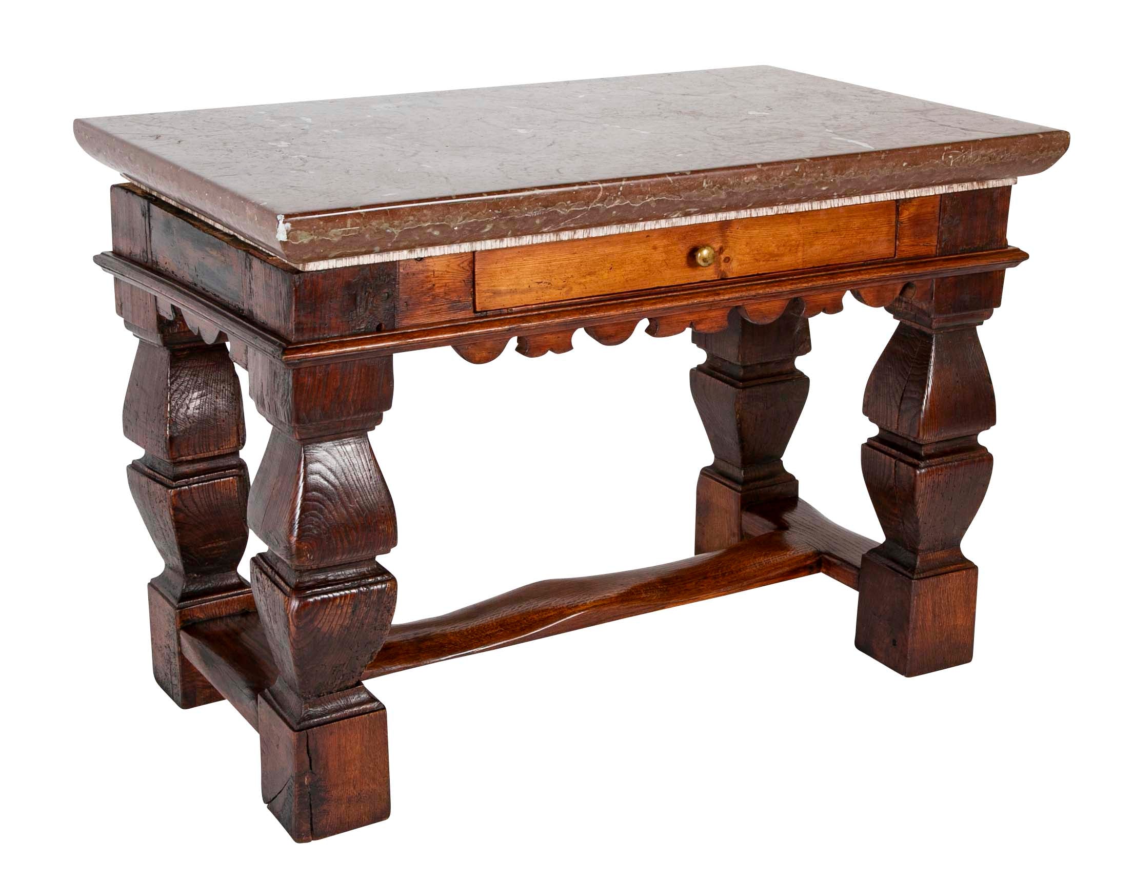 Oland Stone Top on Oak Wood Table Base
