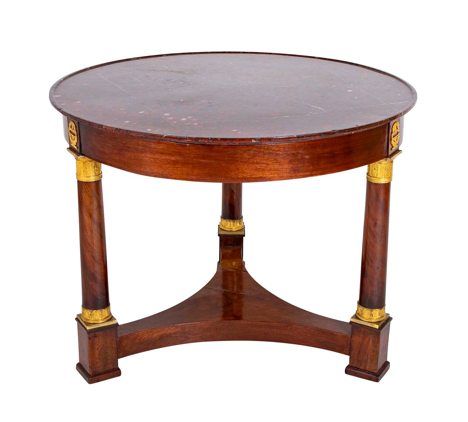 Rouge Griotte Marble- Top Gueridon Center Table with Gilt Bronze Fittings