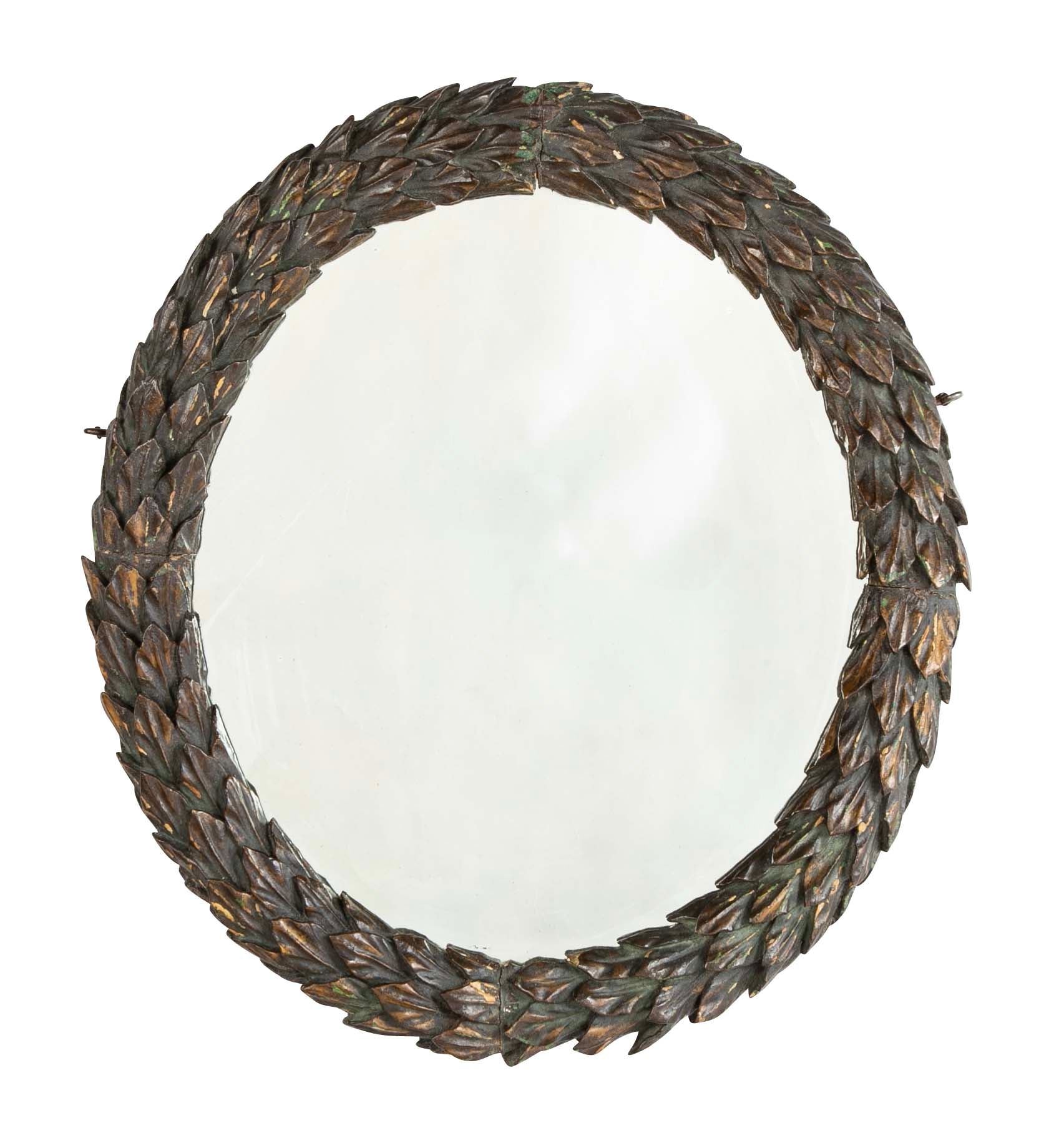 19th Century Carved & Painted Wreath Form Mirror