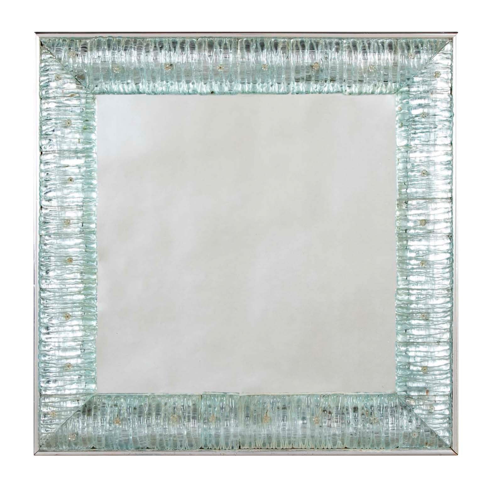 A Mid-Century Italian Segusa Nickel Plated Aluminum Framed Mirror
