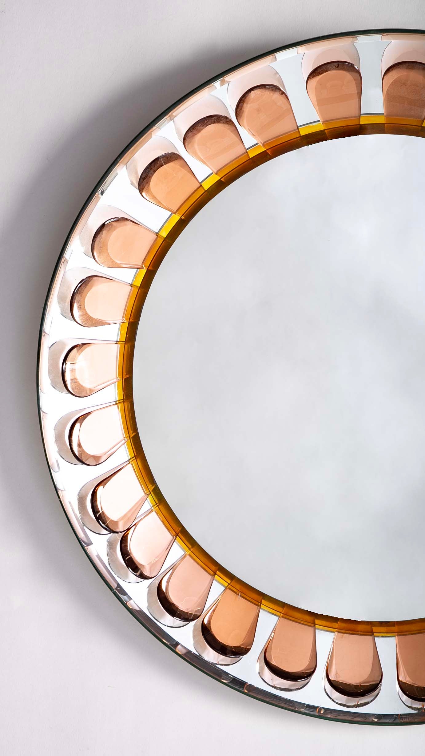 A Round Mirror with Painted Metal Petal Decor by Max Ingrand