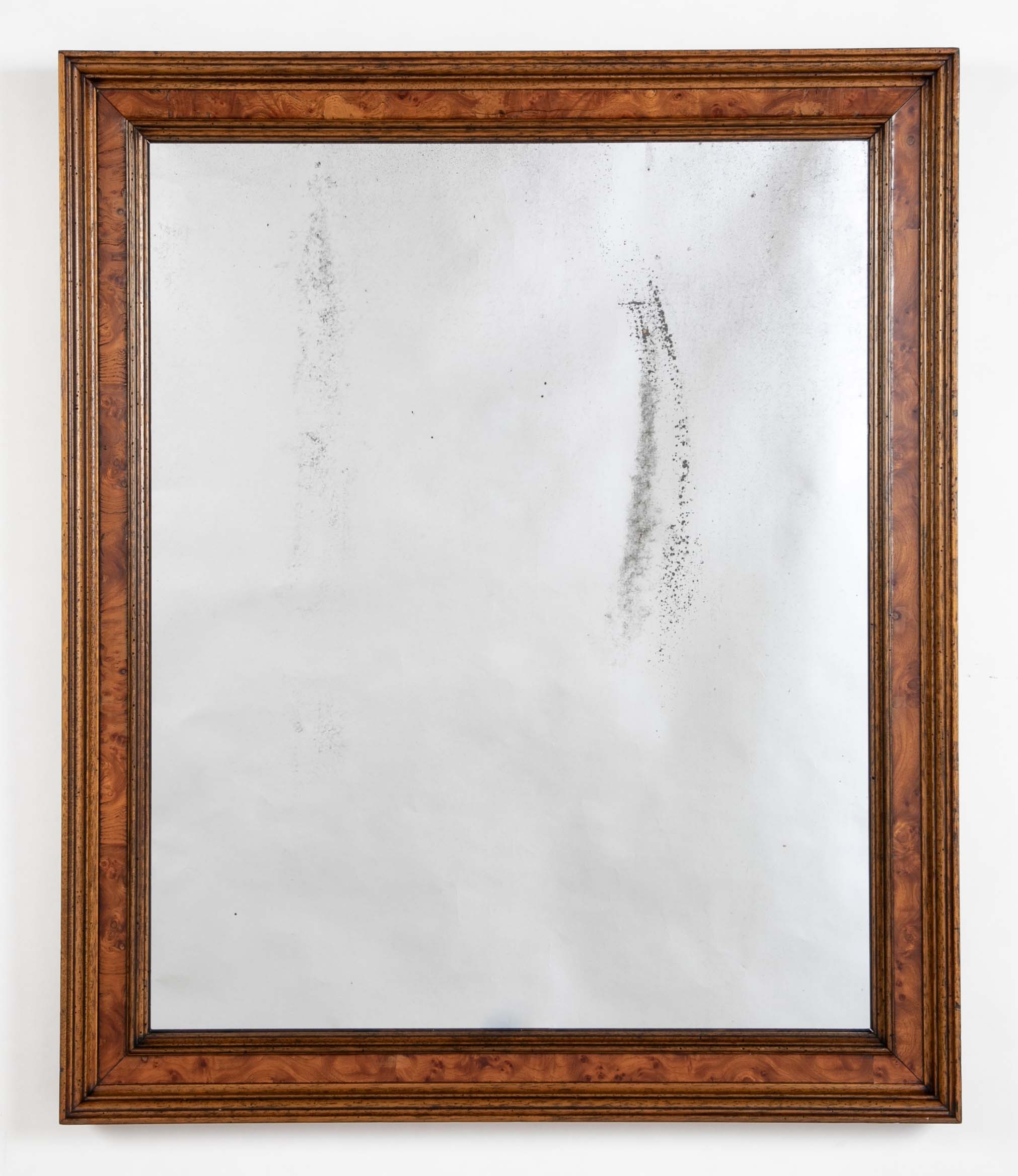 Late 19th Century Mirror with Burl Walnut Inset Panel Frame